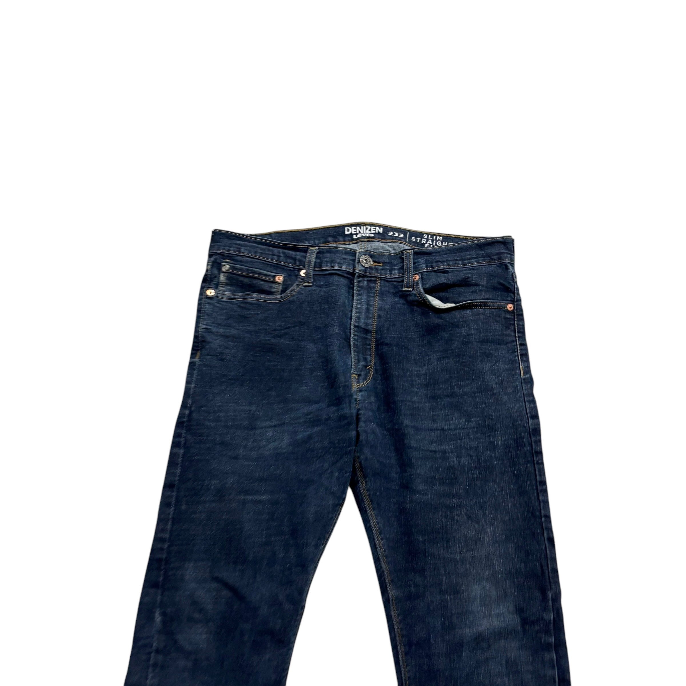 Levis Denizen Jeans W36 L30 Mens Dark Blue Slim Straight Fit Stretch Denim (E)