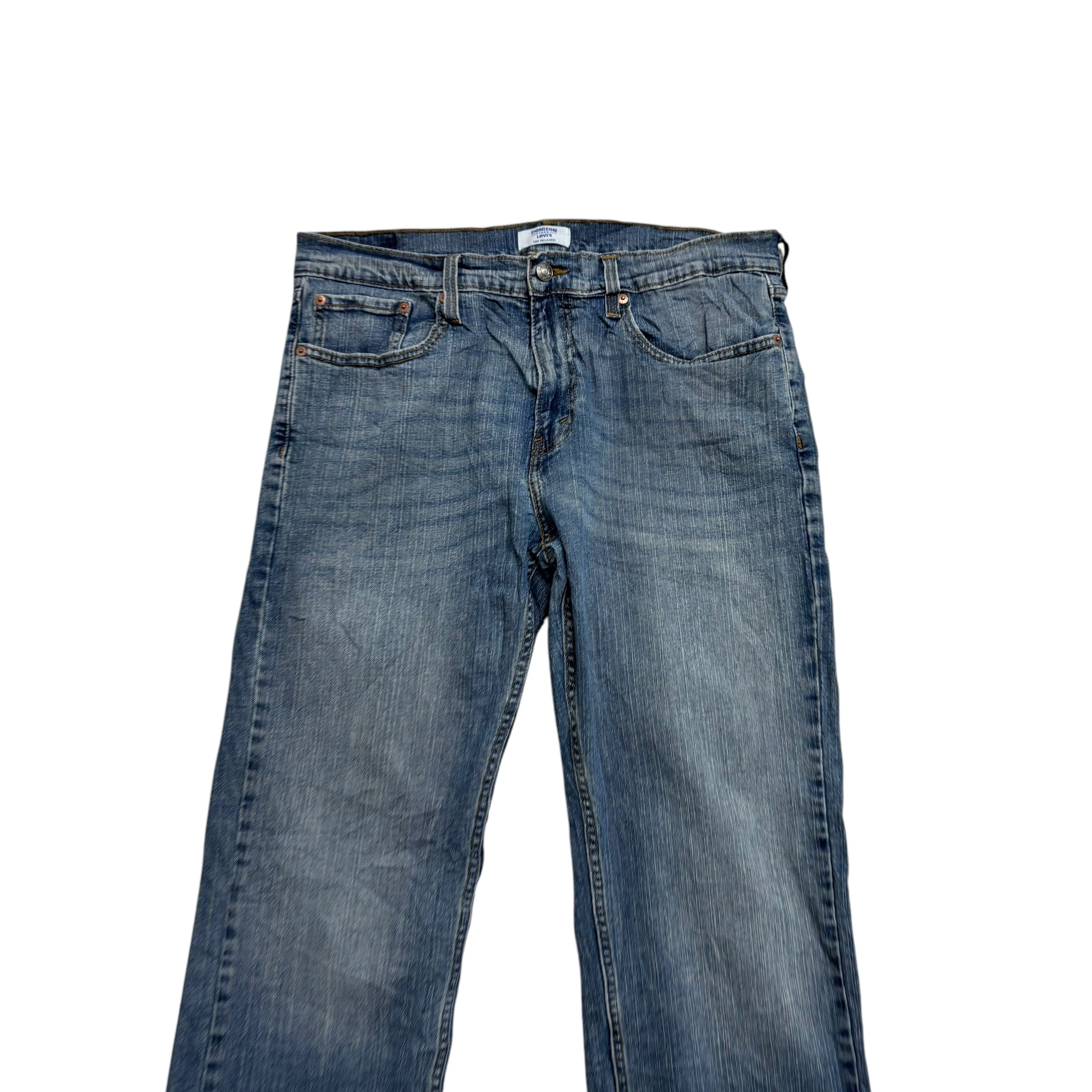 Levis Denizen Jeans W33 L30 Mens Mid Blue Relaxed Straight Fit Stretch Denim (E)