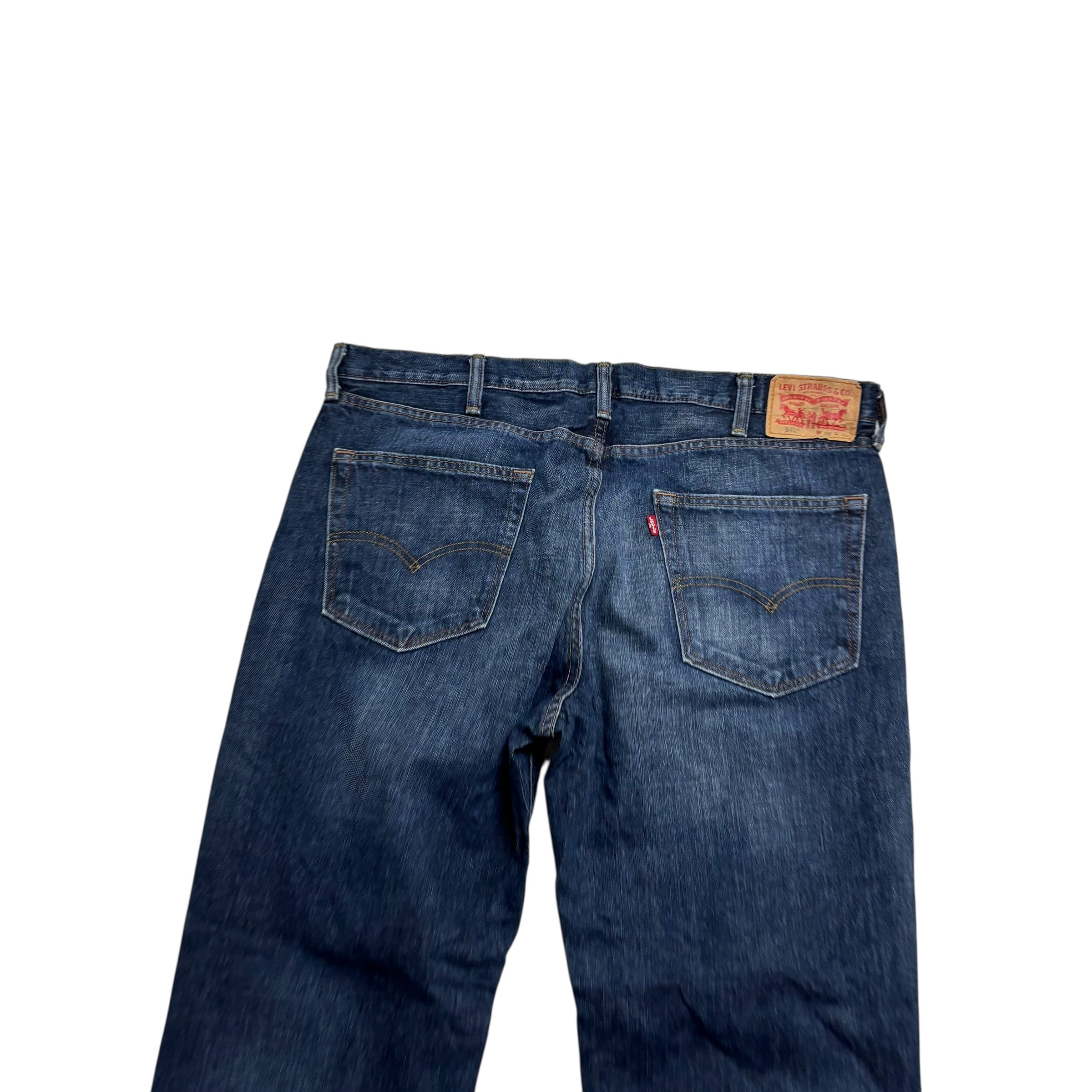 Levis 541 Jeans W38 L30 Mens Dark Blue Athletic Tapered Fit Denim (E)