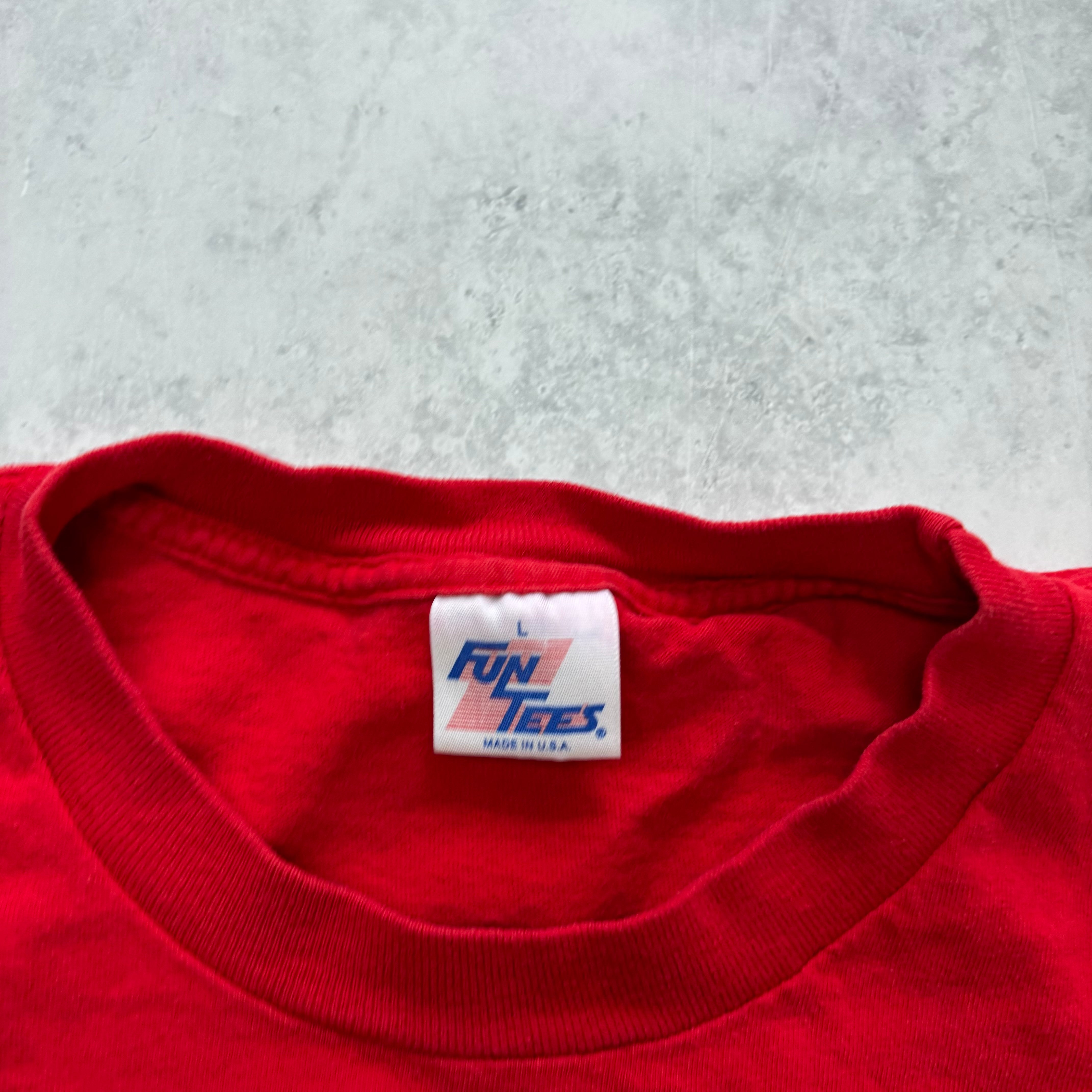 Vintage T Shirt Mens Medium Red Single Stitch Graphic Print 90s (E)