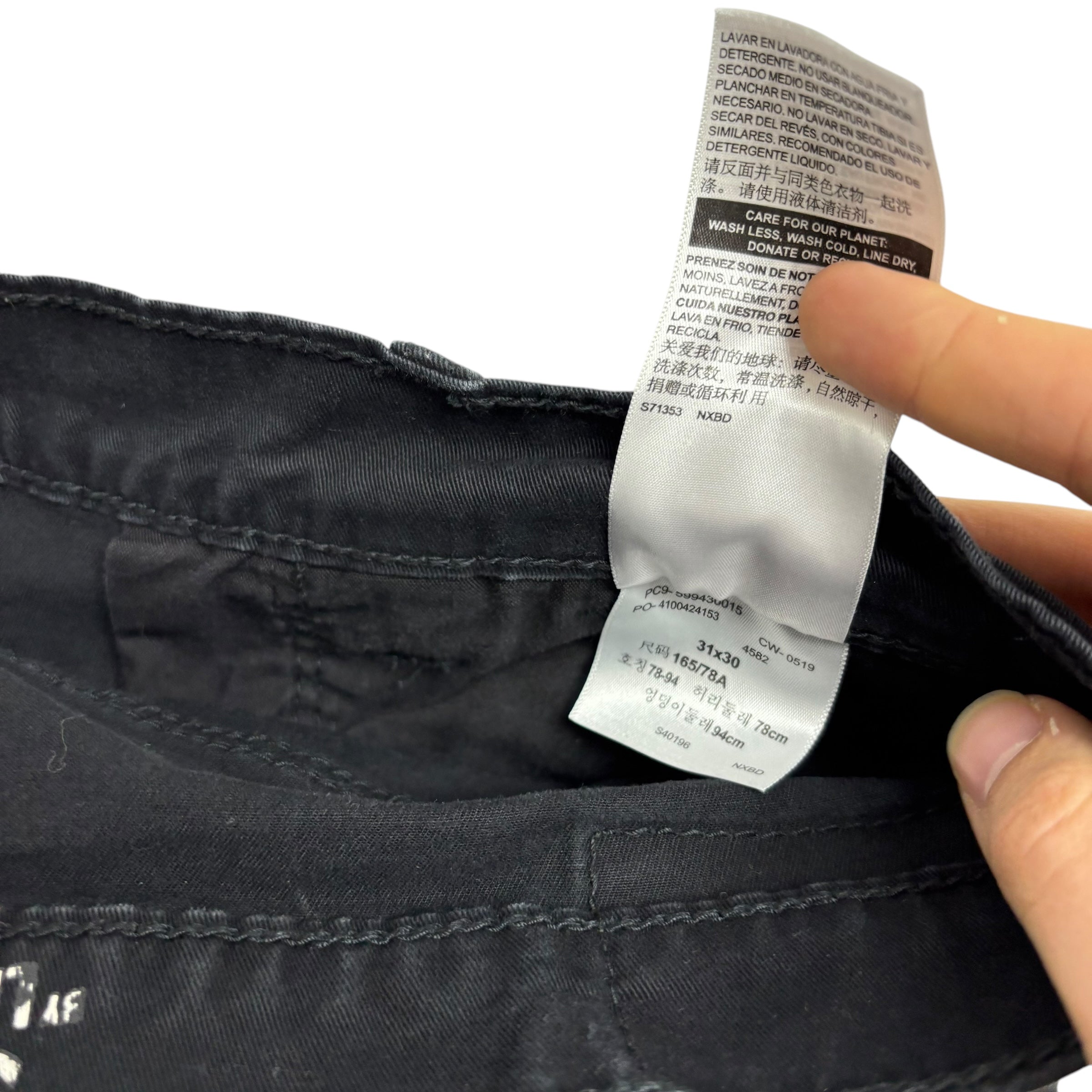 Levis Signature Trousers W31 L29 Mens Black Athletic Fit Stretch Pants (E)