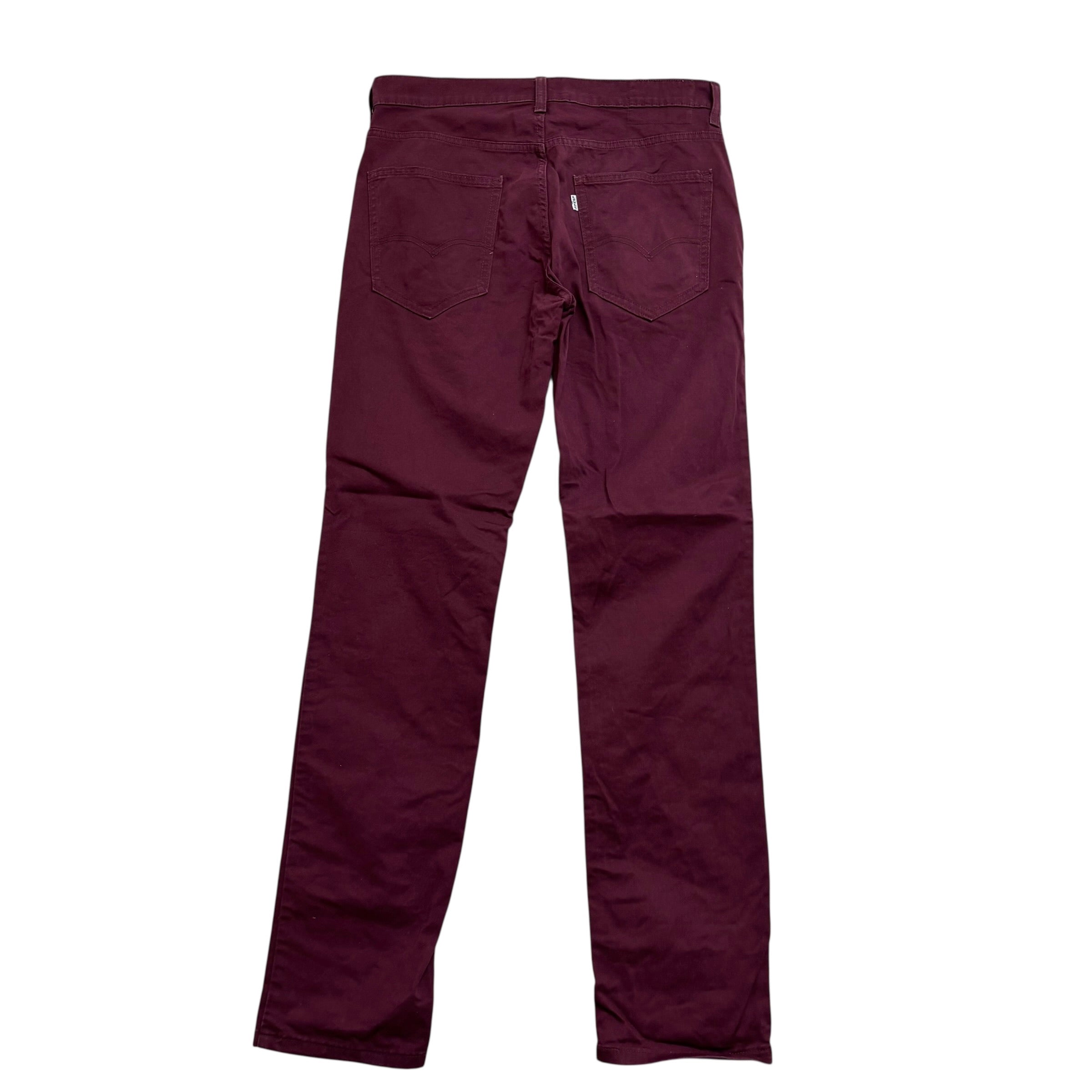 Levis Trousers W32 L34 Mens Burgundy Regular Taper Fit Chino Stretch (E)
