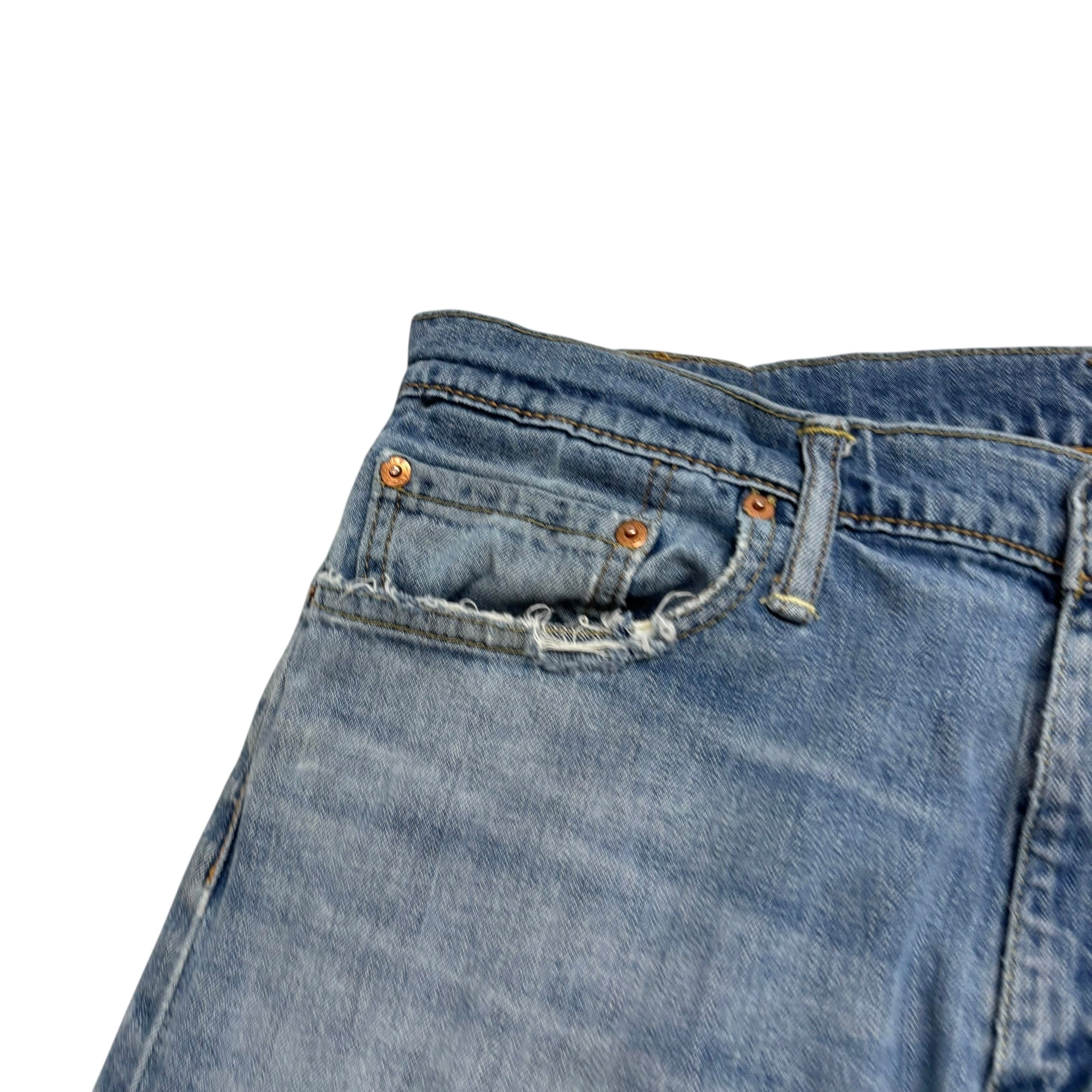 Levis 504 Jeans W34 L32 Mens Mid Blue Regular Straight Fit Stretch Denim (F)