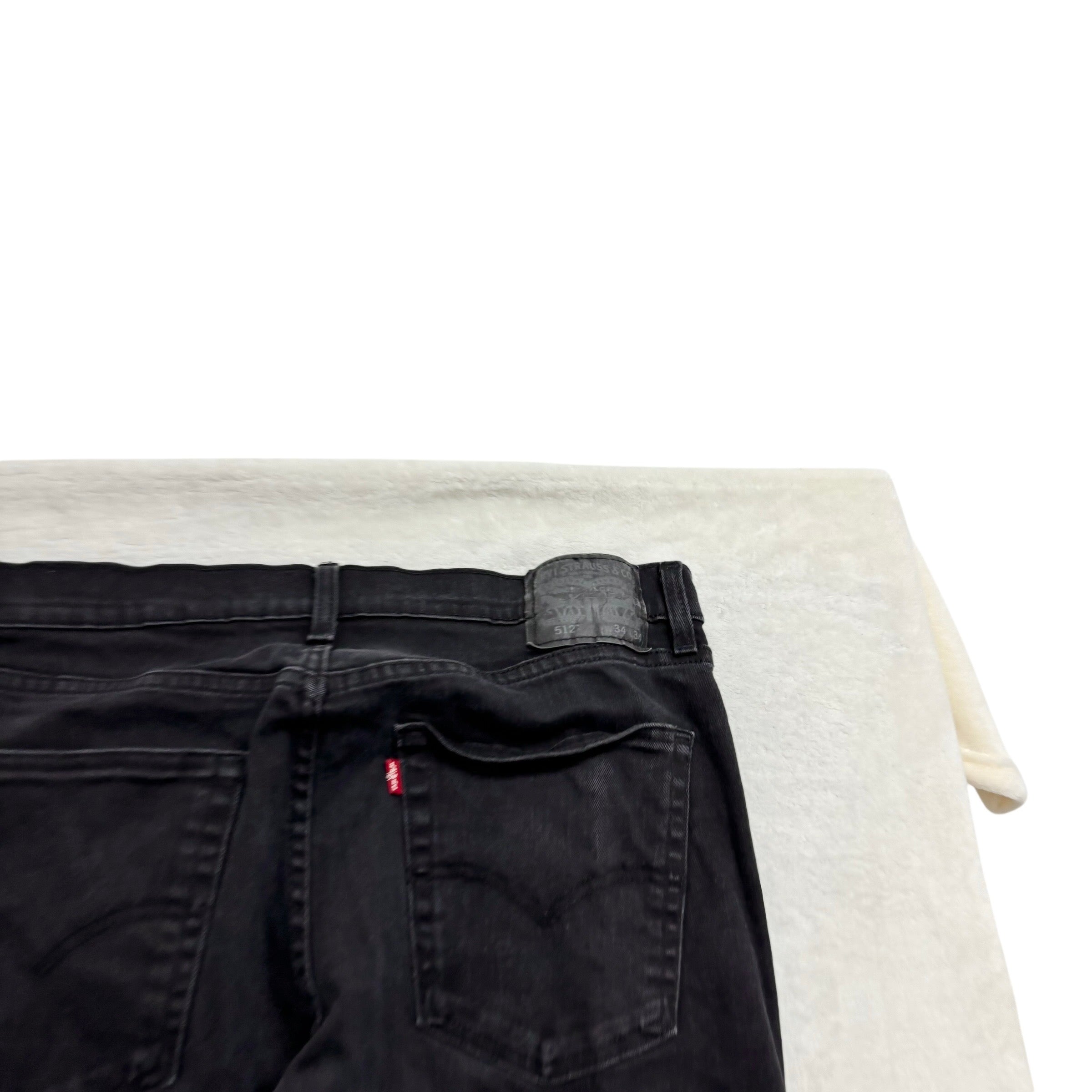 Levis 512 Jeans W34 L34 Mens Black Slim Tapered Fit Stretch Denim (E)