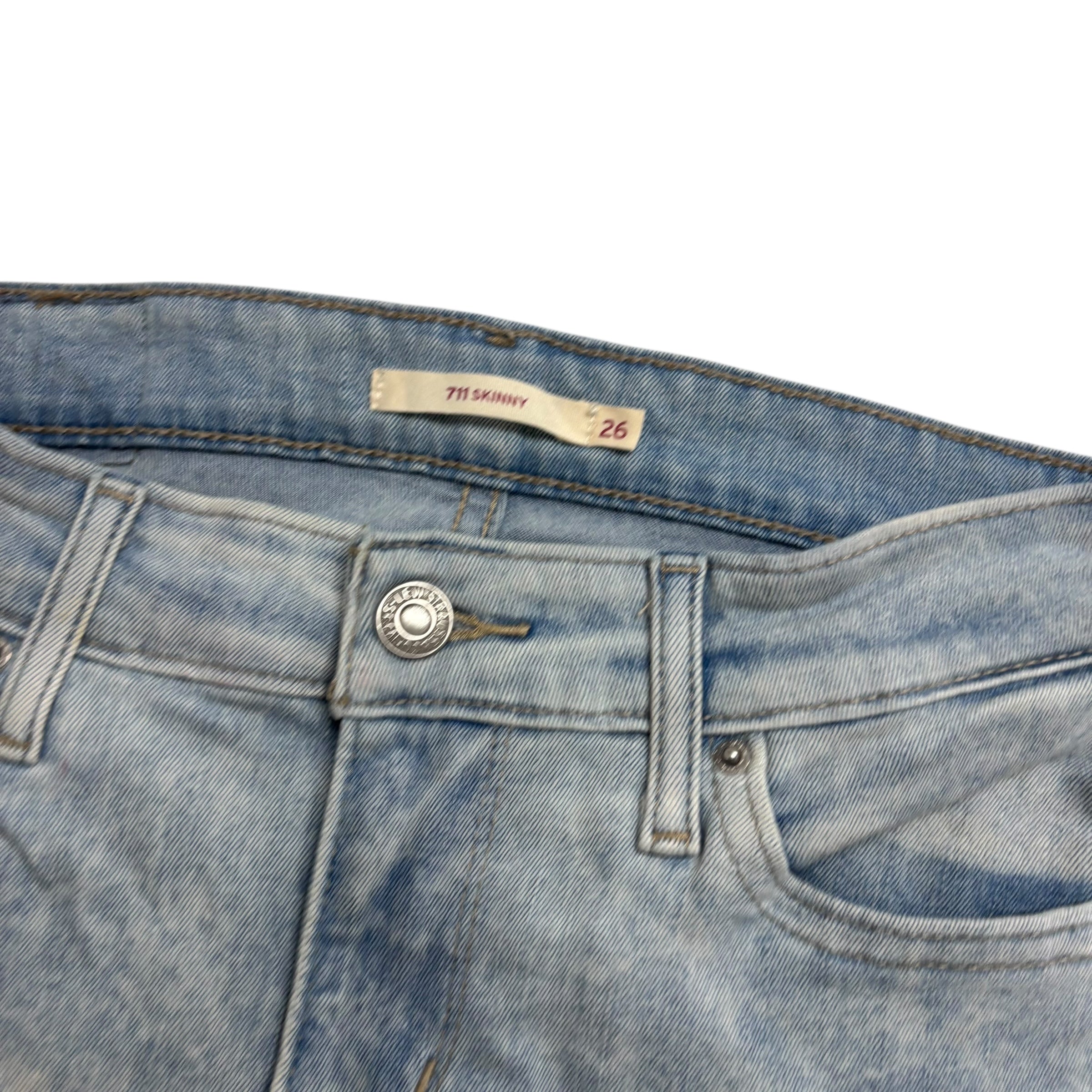 Levis 711 Jeans W26 L30 Womens Light Blue Skinny Fit Stretch Denim