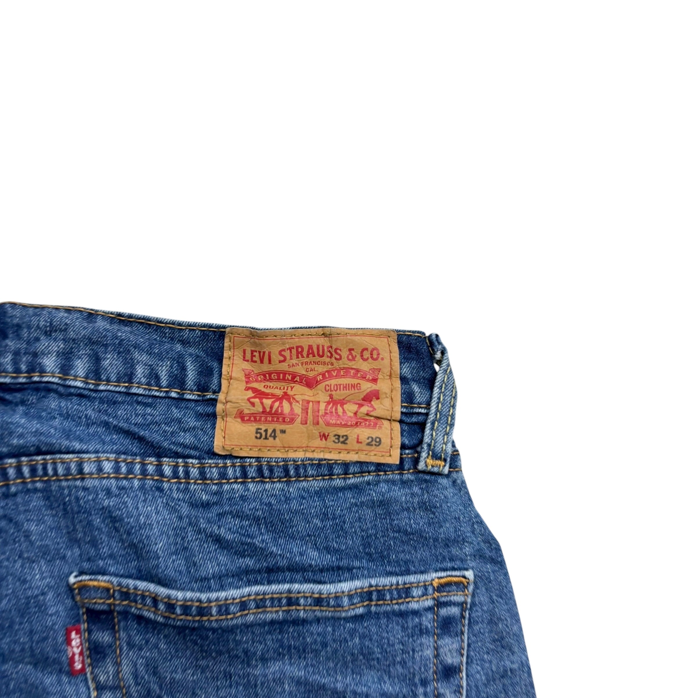 Levis 514 Jeans W32 L29 Mens Mid Blue Regular Straight Fit Stretch Denim (E)