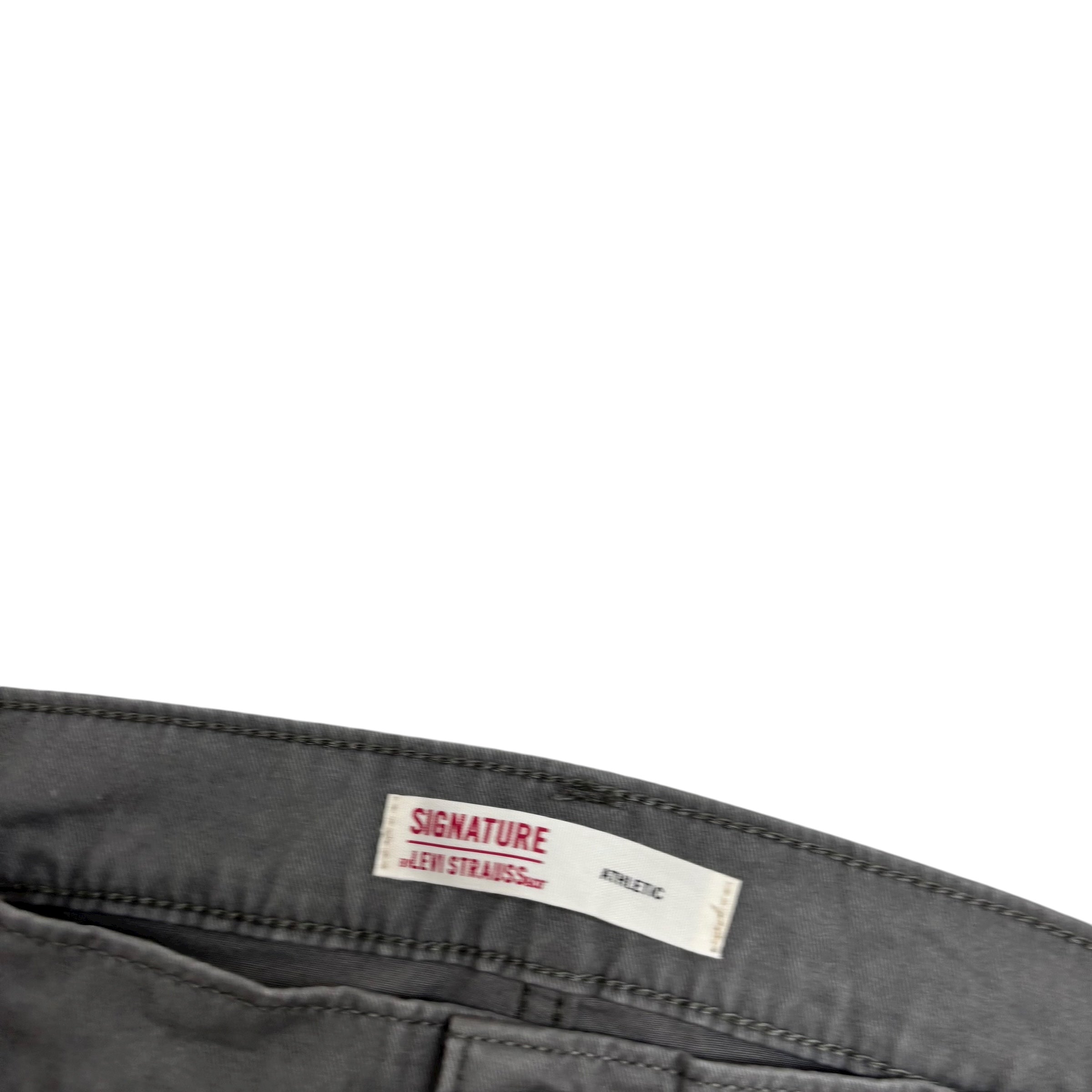 Levis Signature Trousers W35 L31 Mens Grey Athletic Fit Stretch Pants (E)