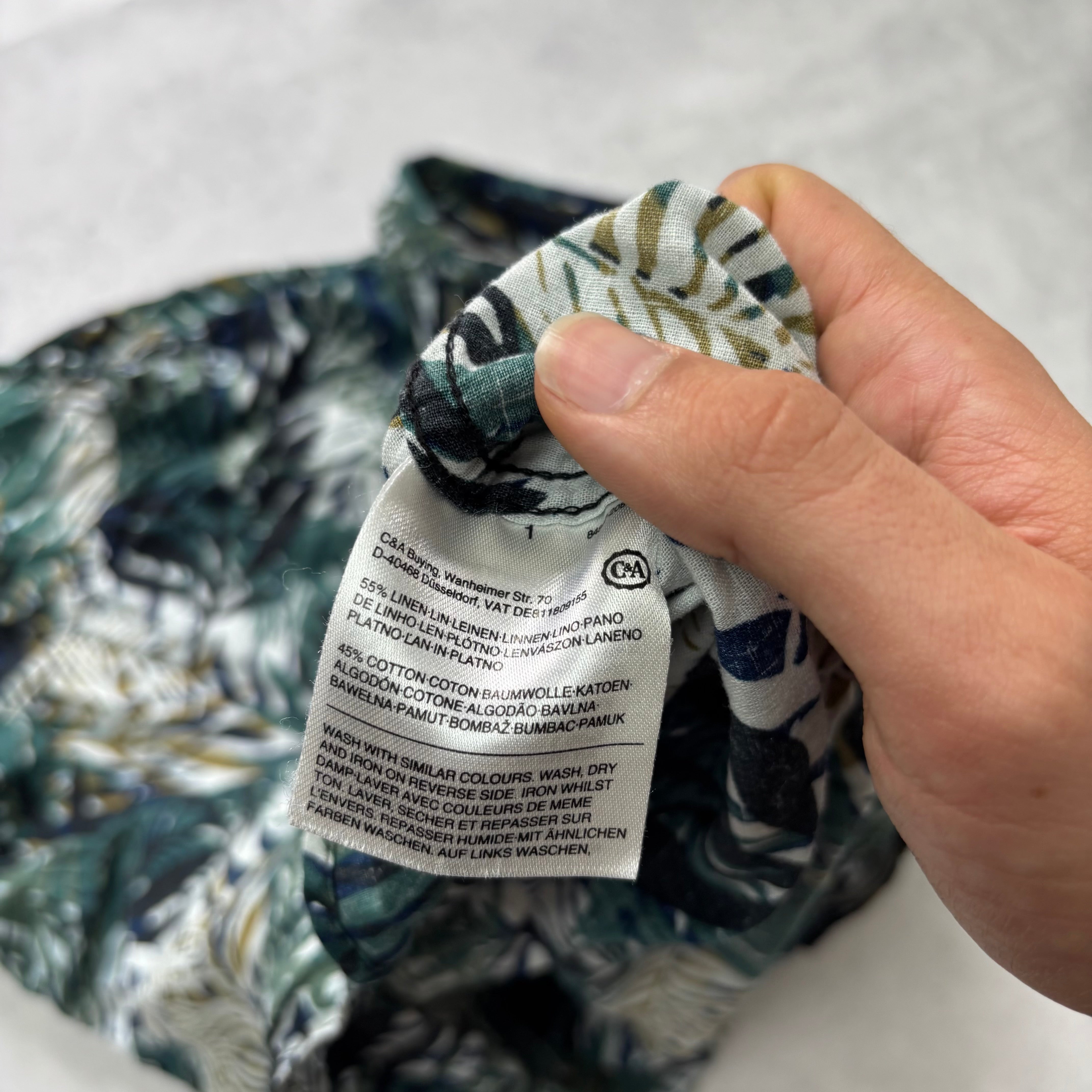 Hawaiian Shirt Mens XL Navy Green Floral Aloha Short Sleeve Slim Linen (E)