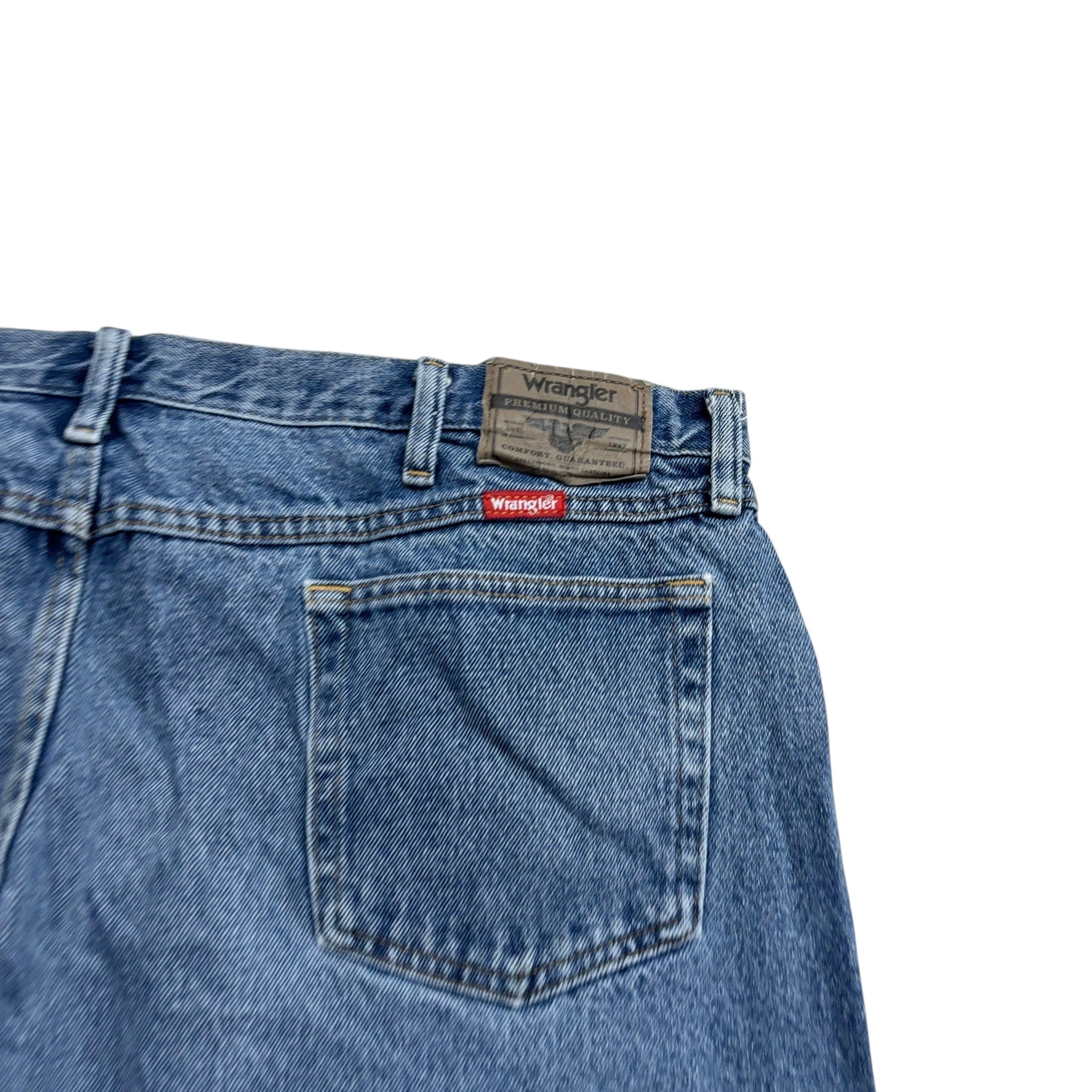 Wrangler Jeans W44 L30 Mens Mid Blue Relaxed Straight Fit Baggy Denim (E)