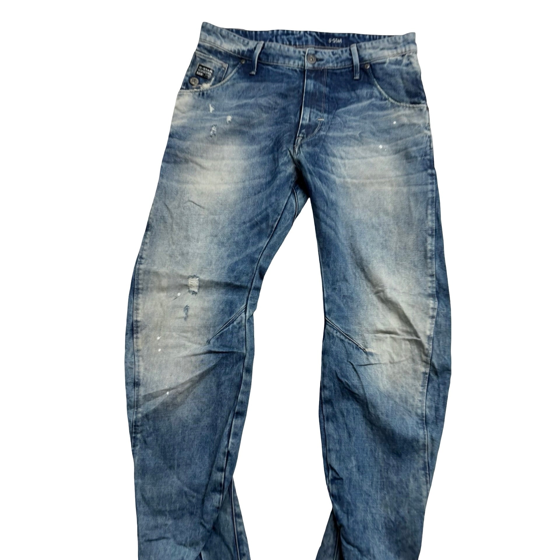 G Star Raw ARC 3D Loose Tapered Jeans W34 L34 Mens Mid Blue Distressed