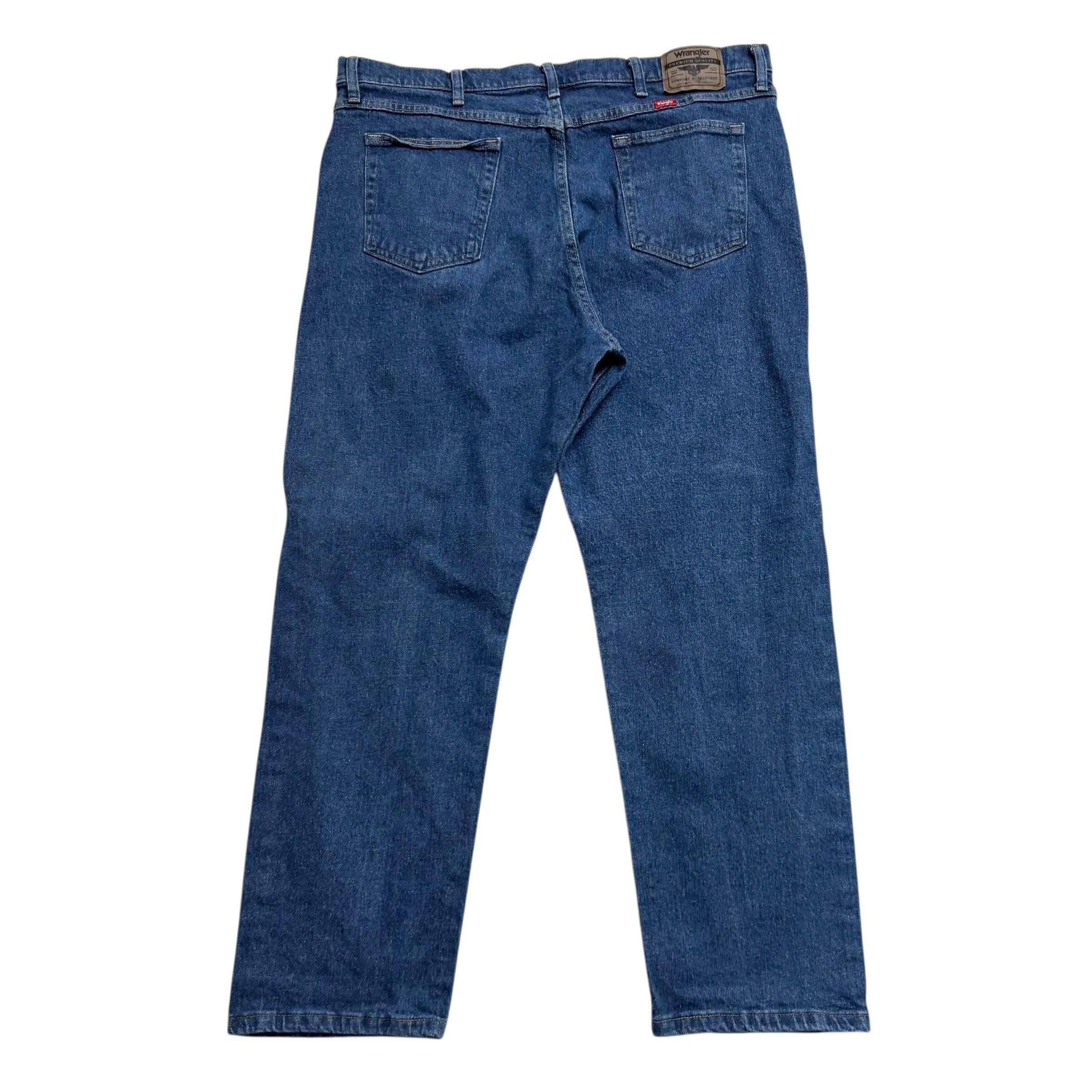 Wrangler Jeans W40 L30 Mens Mid Blue Relaxed Straight Fit Stretch Denim (E)