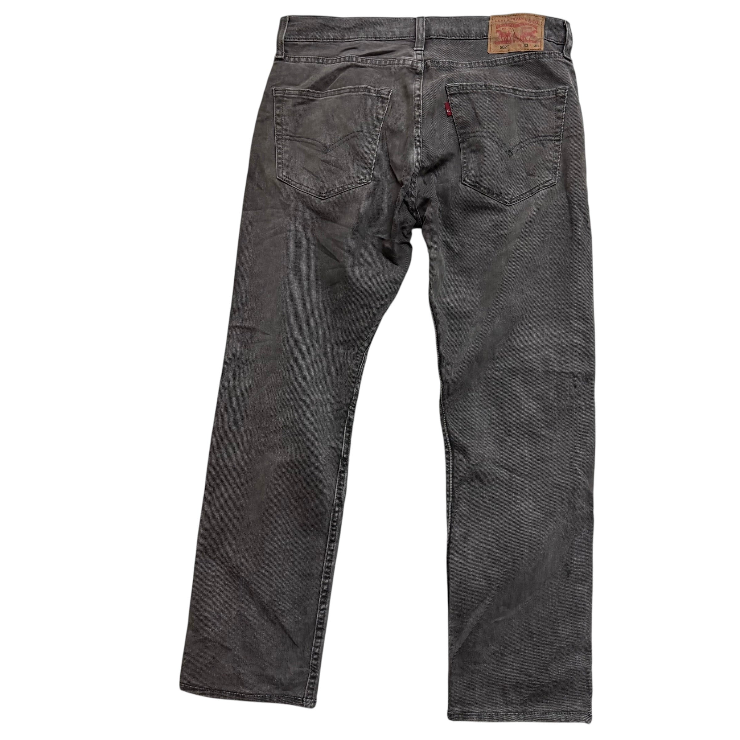 Levis 502 Jeans W33 L29 Mens Grey Regular Tapered Fit Stretch Denim