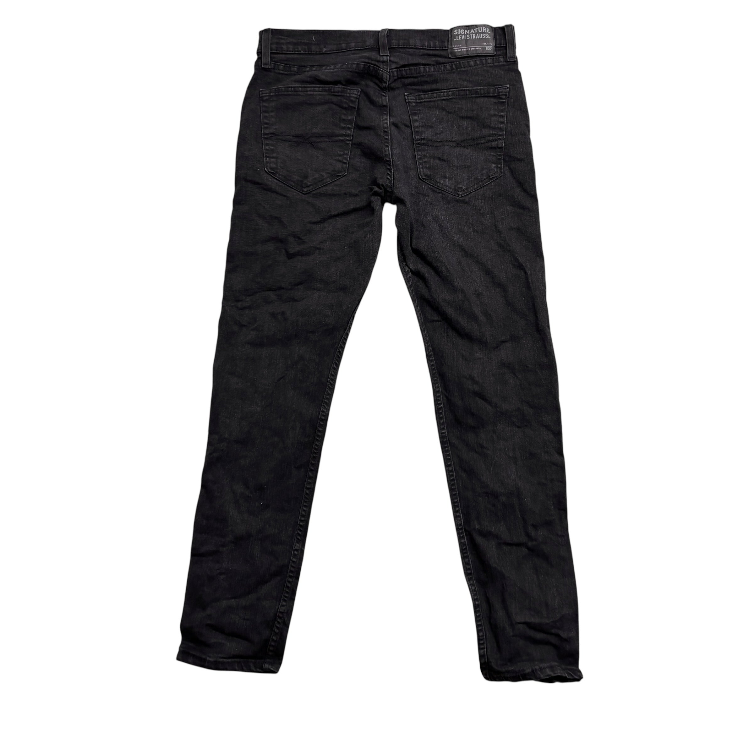 Levis Signature Jeans W32 L31 Mens Black Slim Fit Stretch Denim (E)