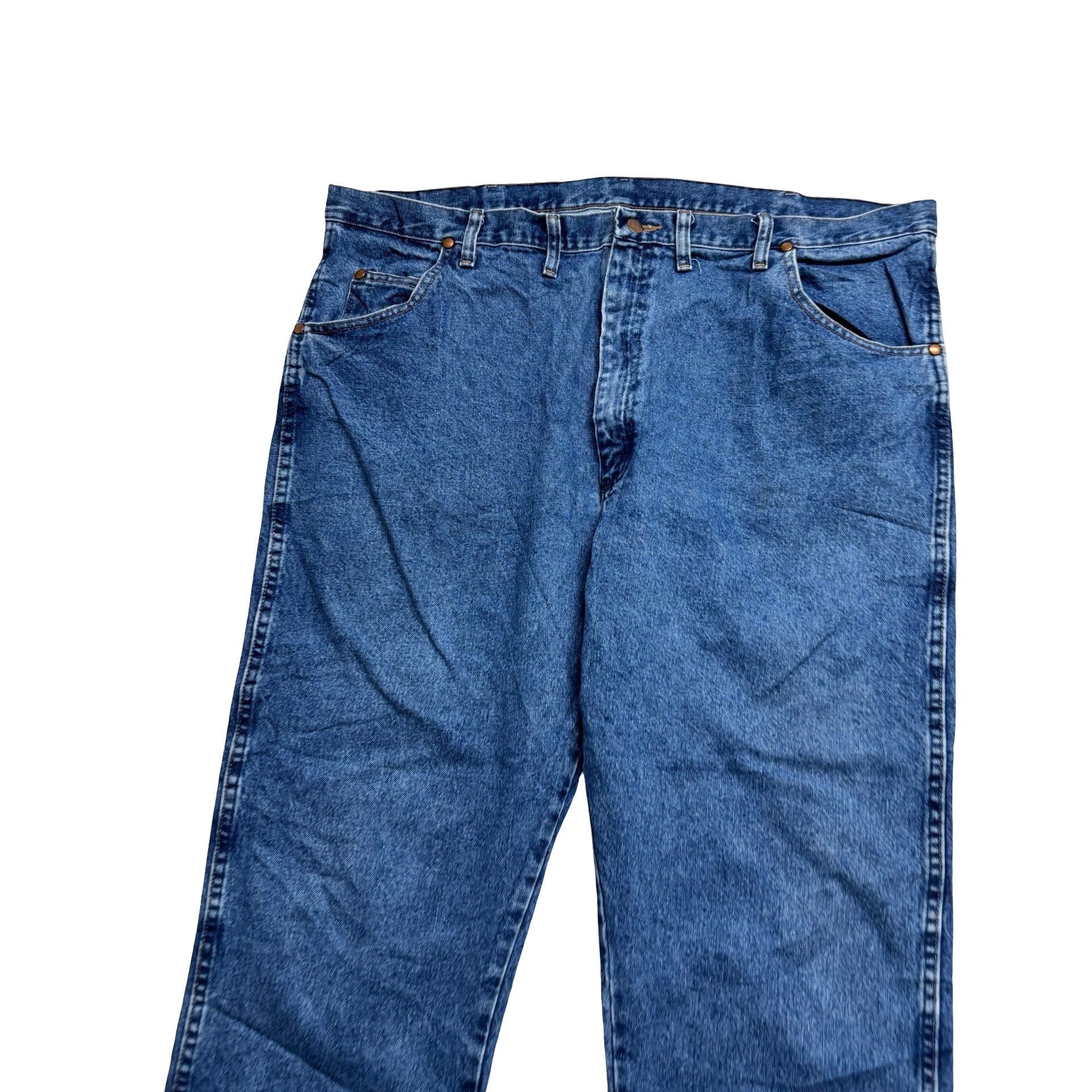 Wrangler Jeans Cowboy Cut W44 L30 Mens Mid Blue 31MWZ Relaxed Fit Denim (E)