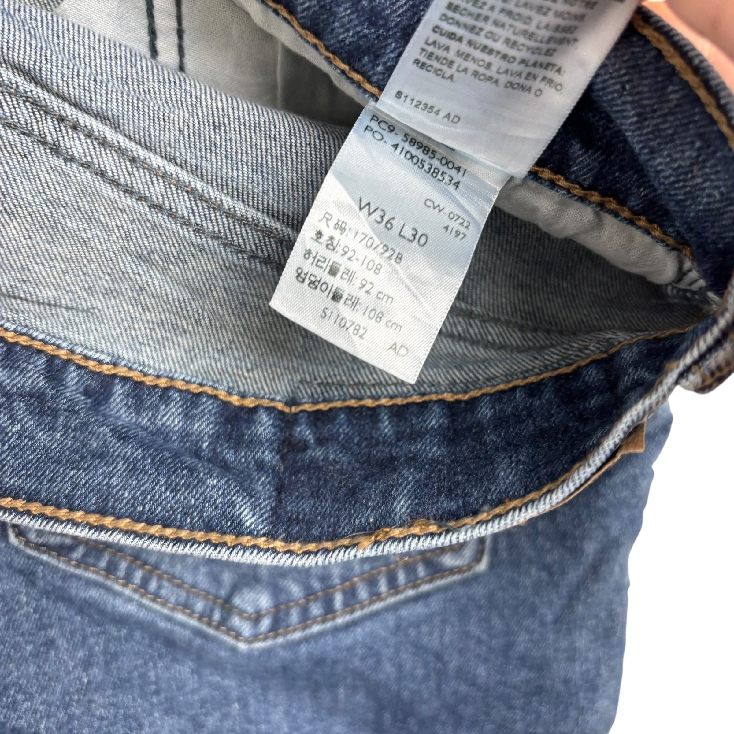 Levis Signature Jeans W36 L30 Mens Mid Blue Relaxed Straight Fit Stretch (E)