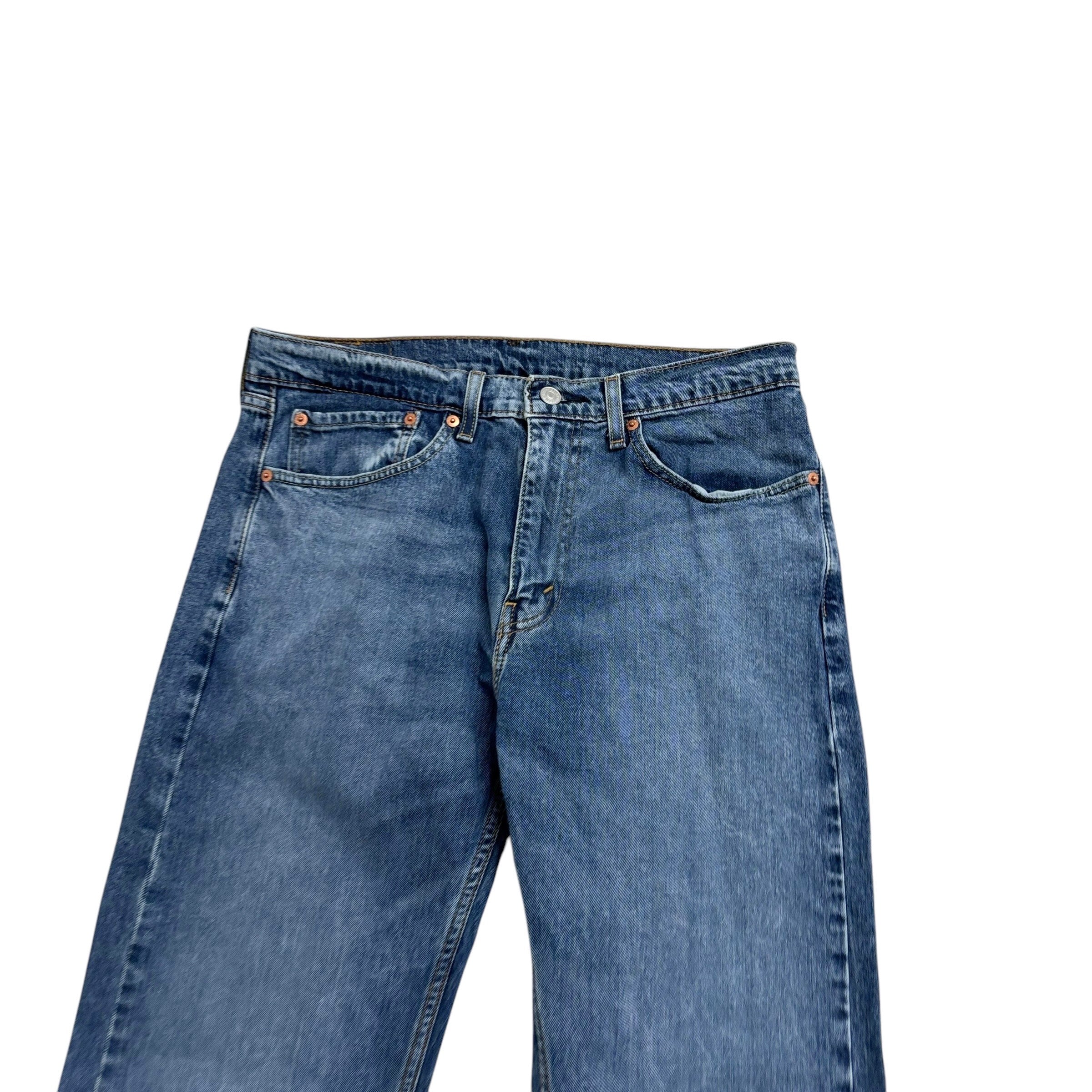 Levis 505 Jeans W32 L33 Mens Mid Blue Regular Straight Fit Stretch Denim (E)