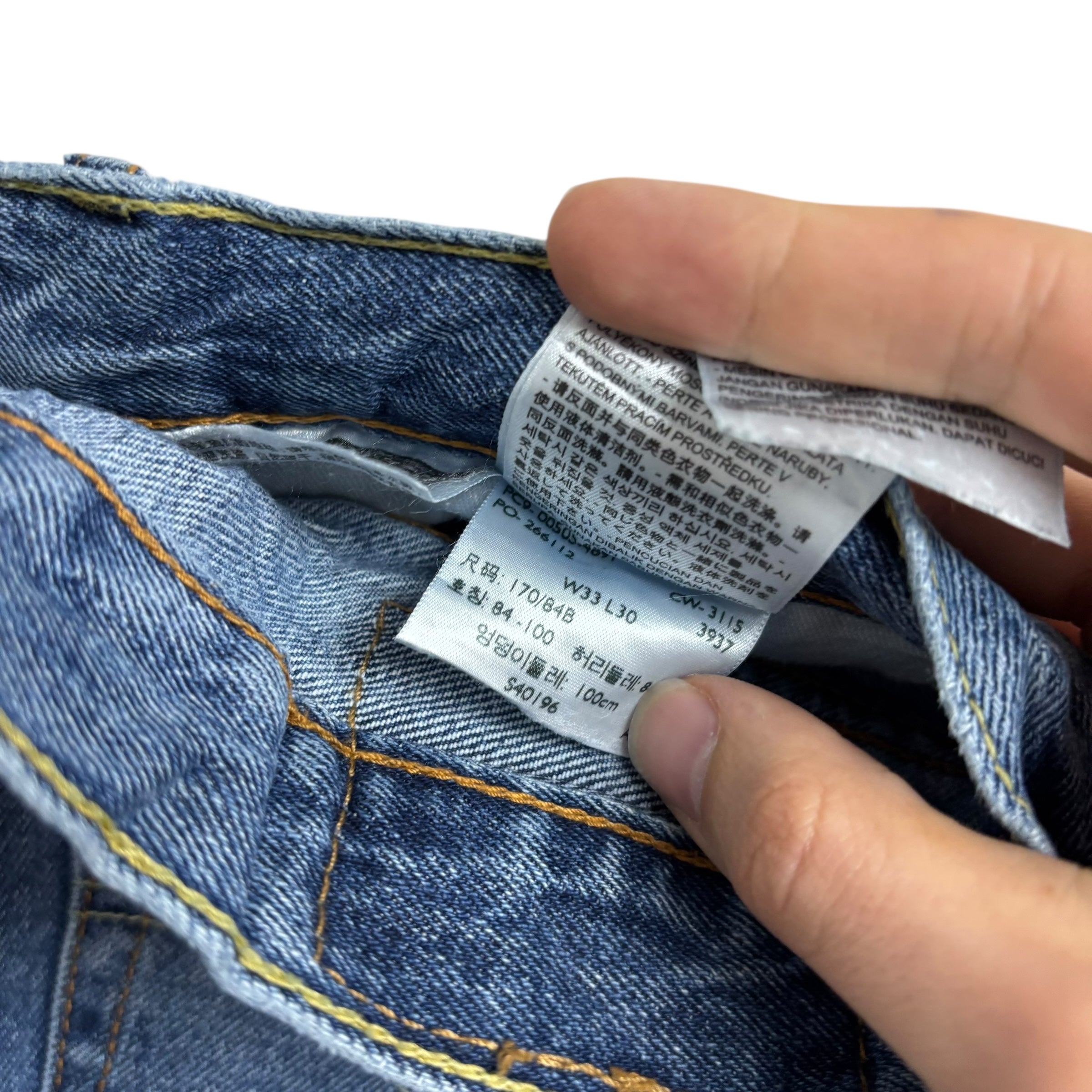 Levis 505 Jeans W33 L30 Mens Mid Blue Regular Straight Fit Denim (E)