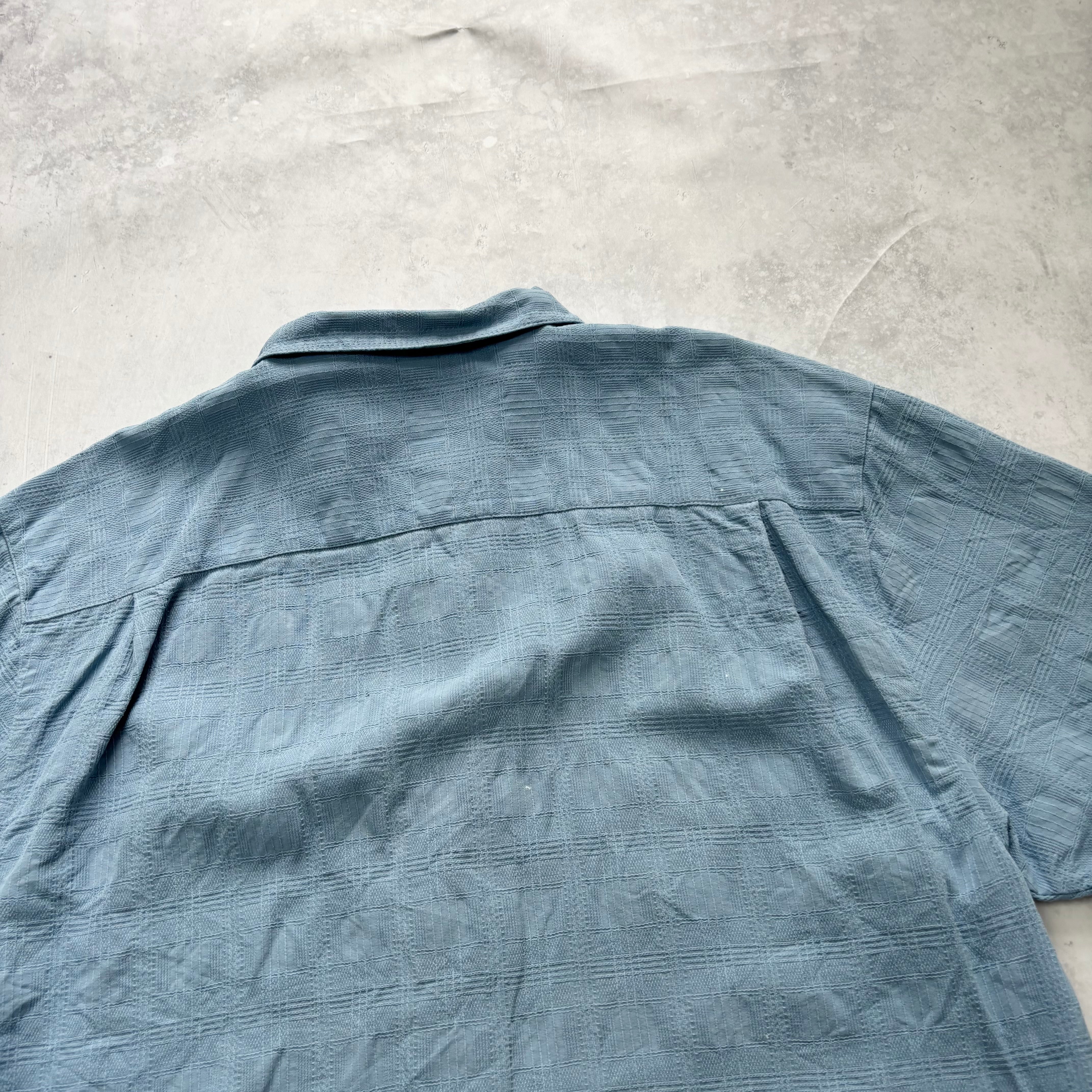 Vintage Slik Shirt Mens XXL Blue Check Short Sleeve (E)