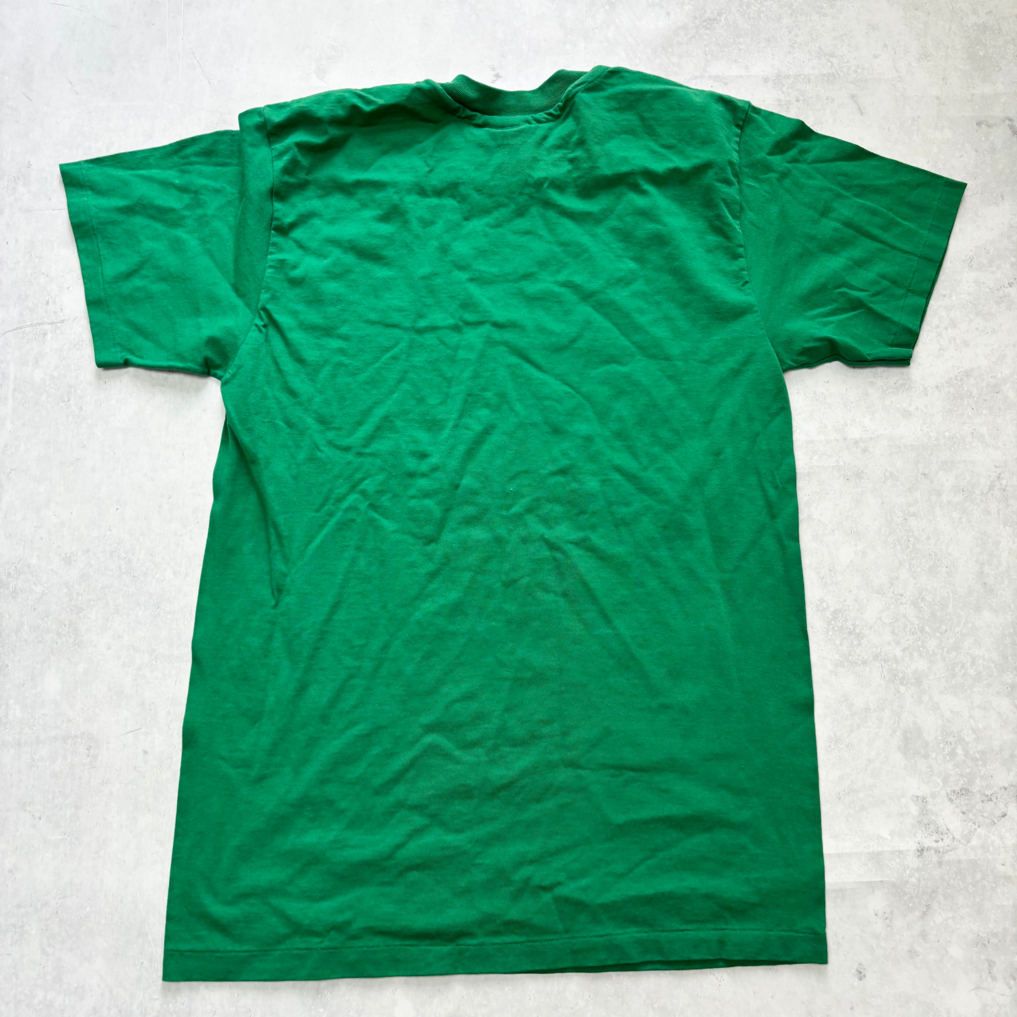 Vintage T Shirt Mens Medium Green Single Stitch Graphic Print 90s USA (E)