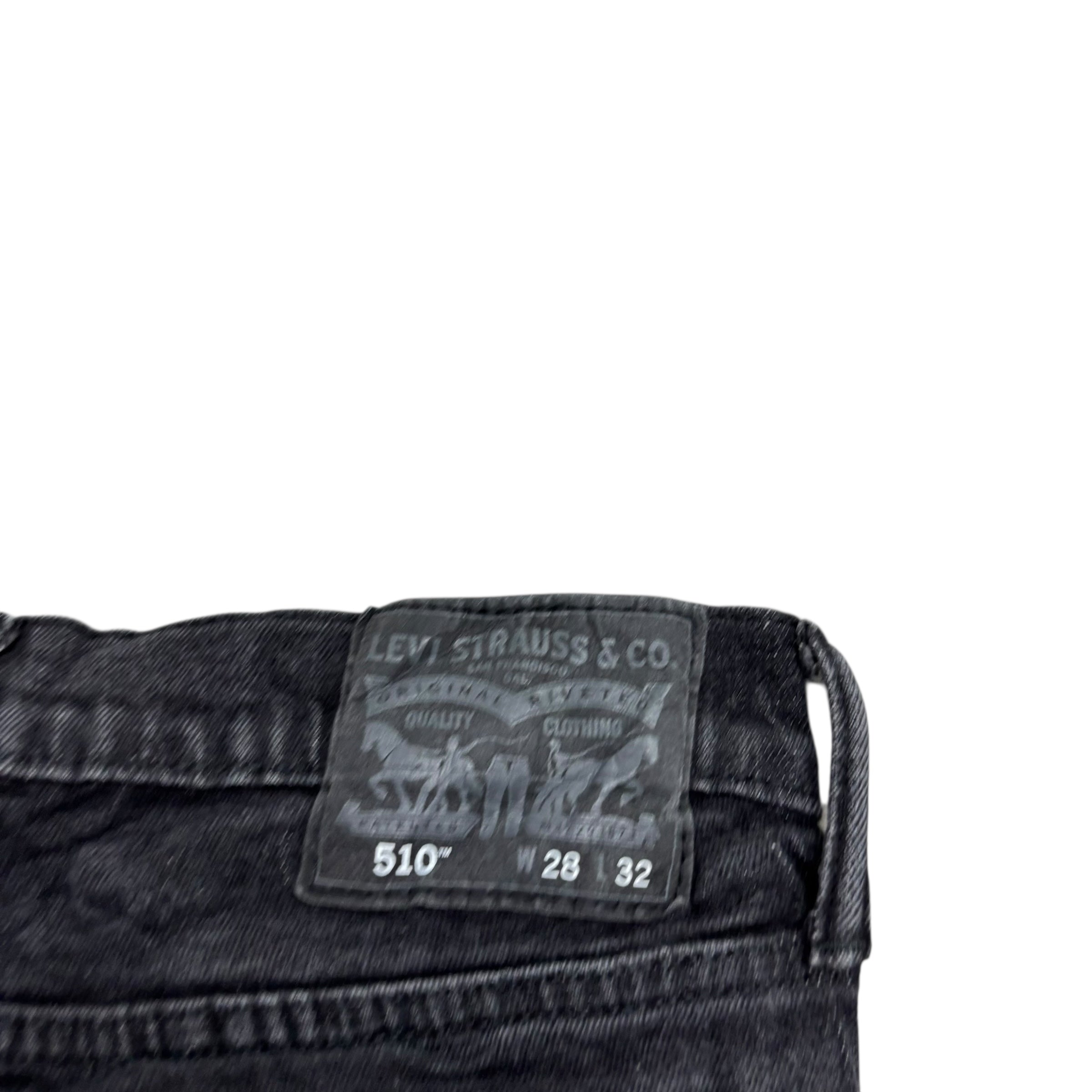 Levis 510 Jeans W28 L32 Mens Black Skinny Fit Stretch Denim
