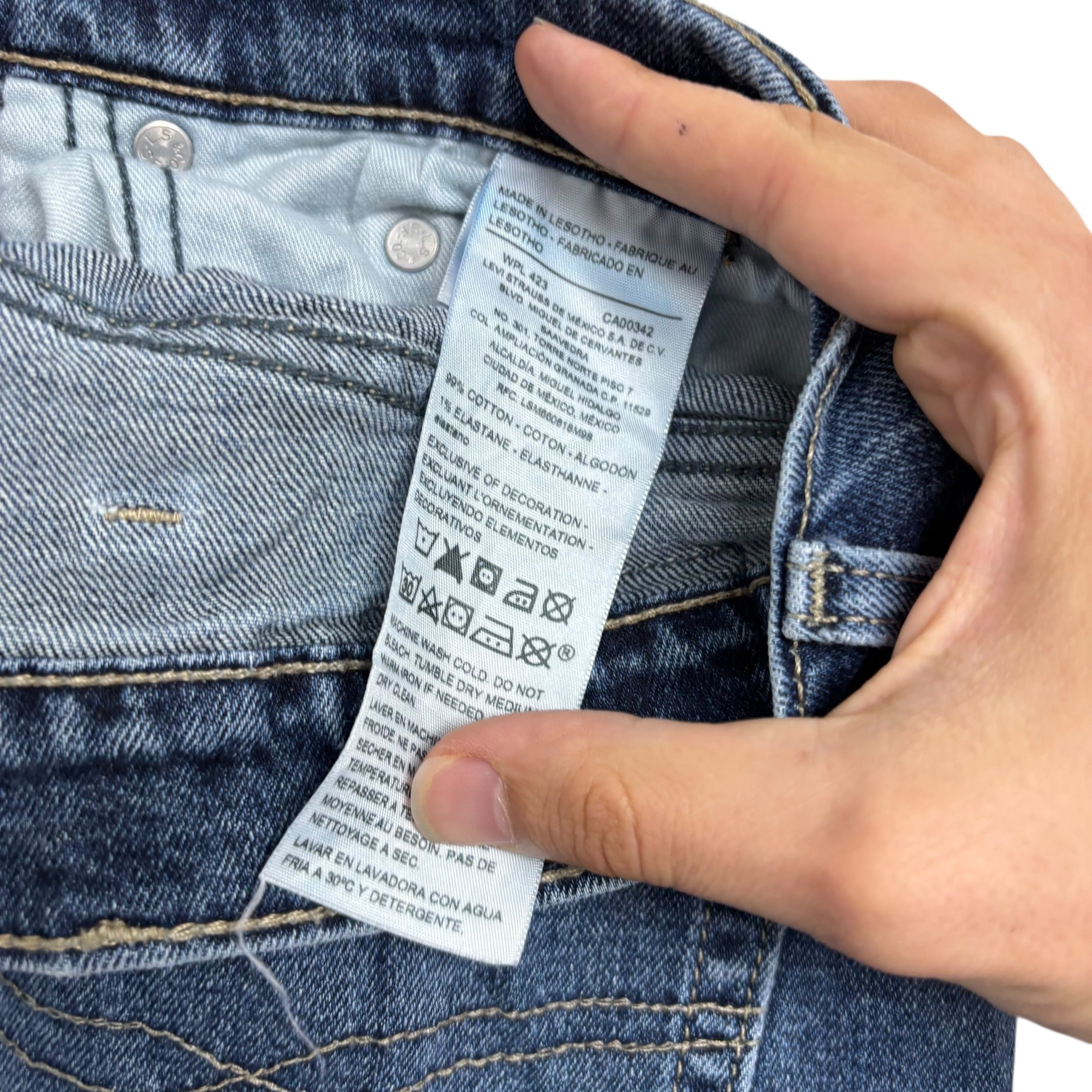 Levis Signature Jeans W40 L30 Mens Mid Blue Relaxed Straight Stretch Denim (E)