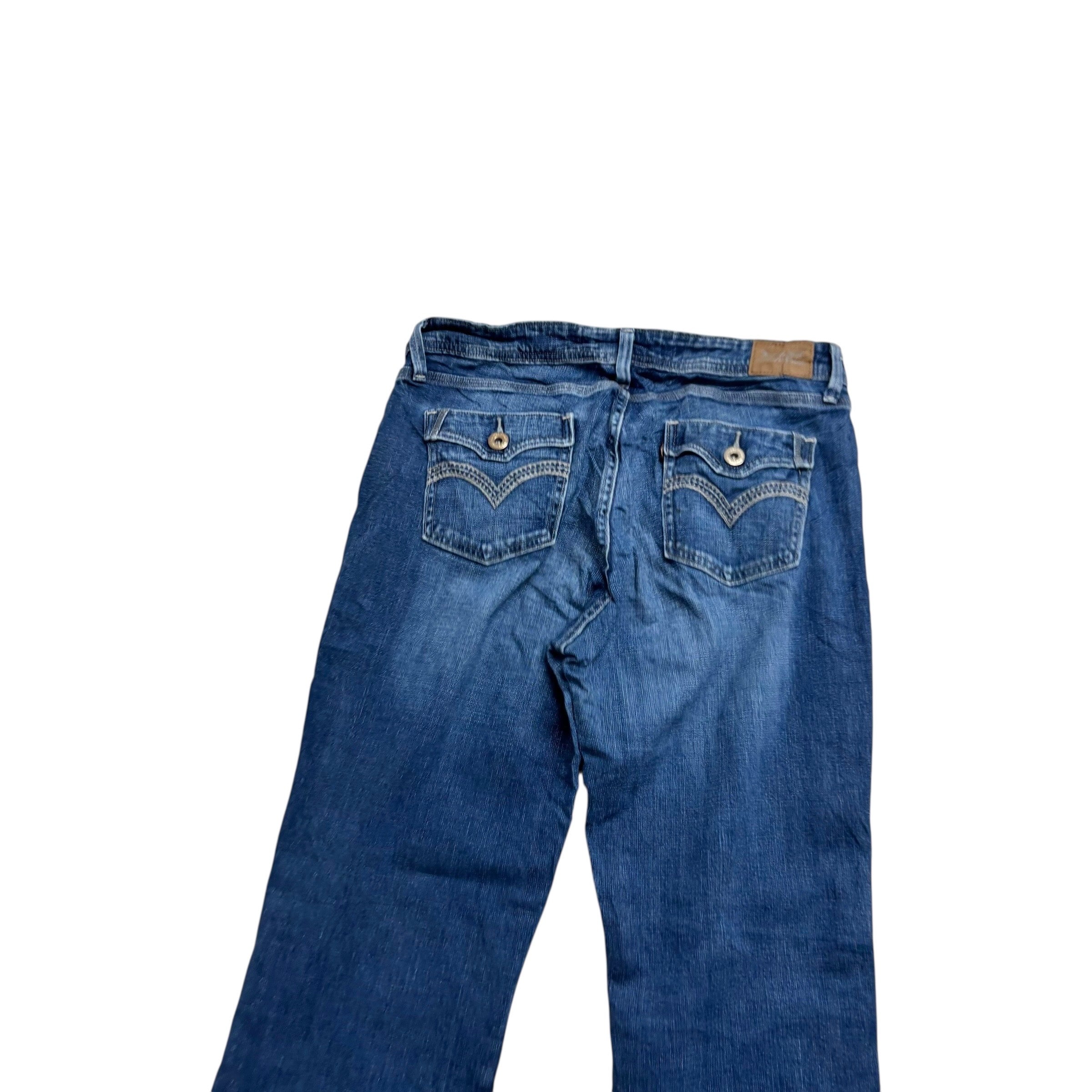 Levis 529 Jeans W32 L32 Womens Curvy Bootcut Mid Blue Stretch Denim (E)