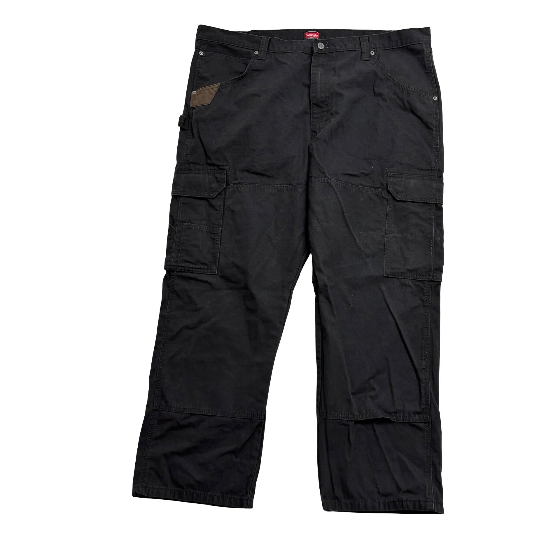 Wrangler Cargo Trousers W42 L30 Mens Black Relaxed Straight Fit Pants (E)