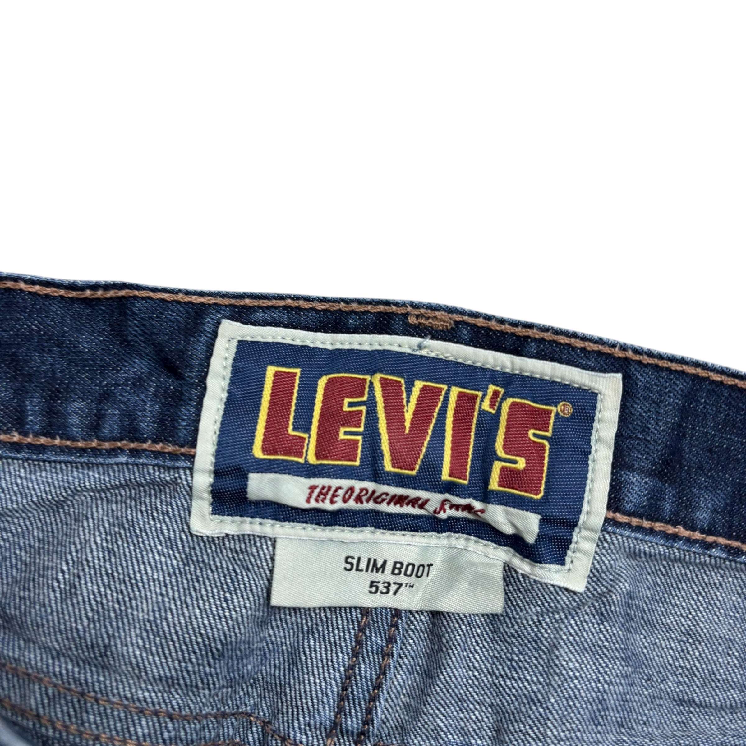 Levis 537 Jeans W36 L34 Mens Dark Blue Slim Bootcut Fit Vintage Denim (E)