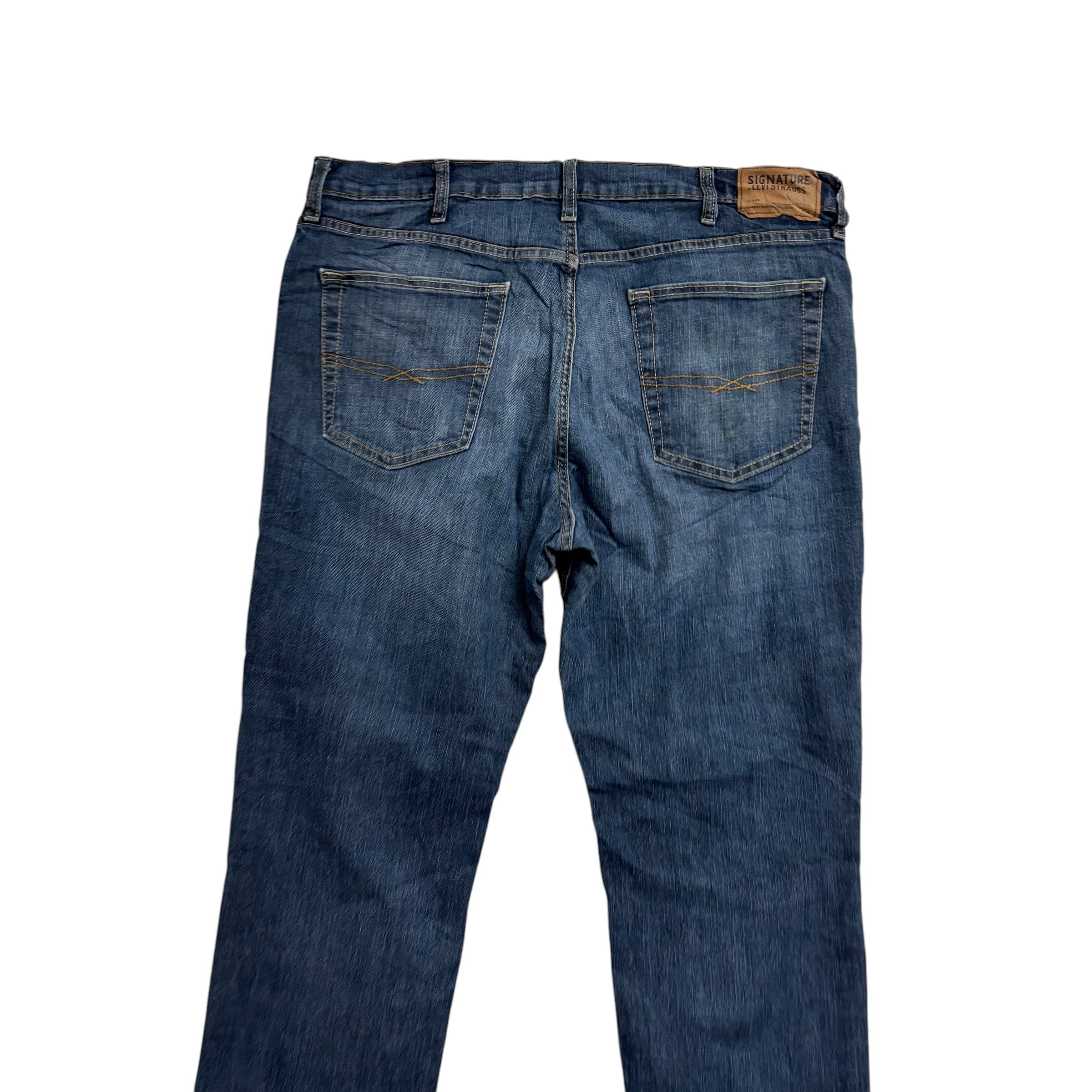 Levis Signature Jeans W38 L30 Mens Mid Blue Athletic Fit Stretch Denim (E)