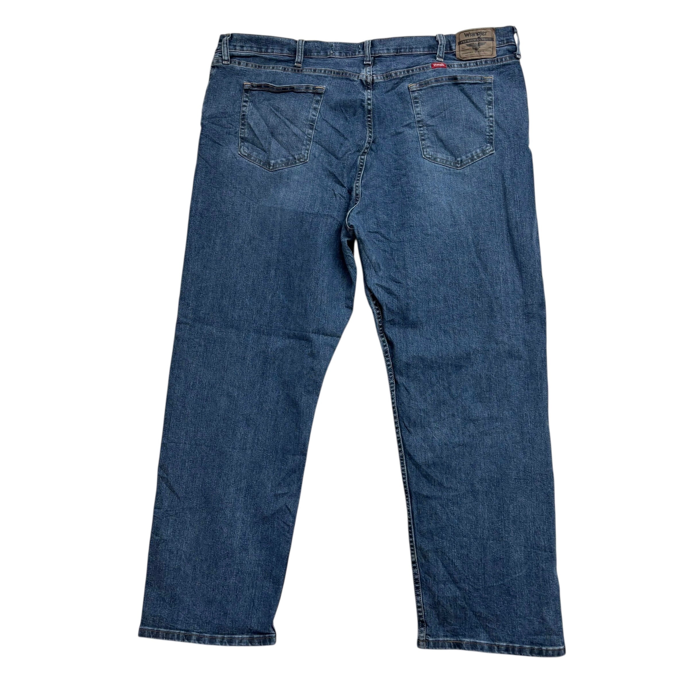 Wrangler Jeans W44 L30 Mens Mid Blue Relaxed Straight Fit Stretch Denim (E)