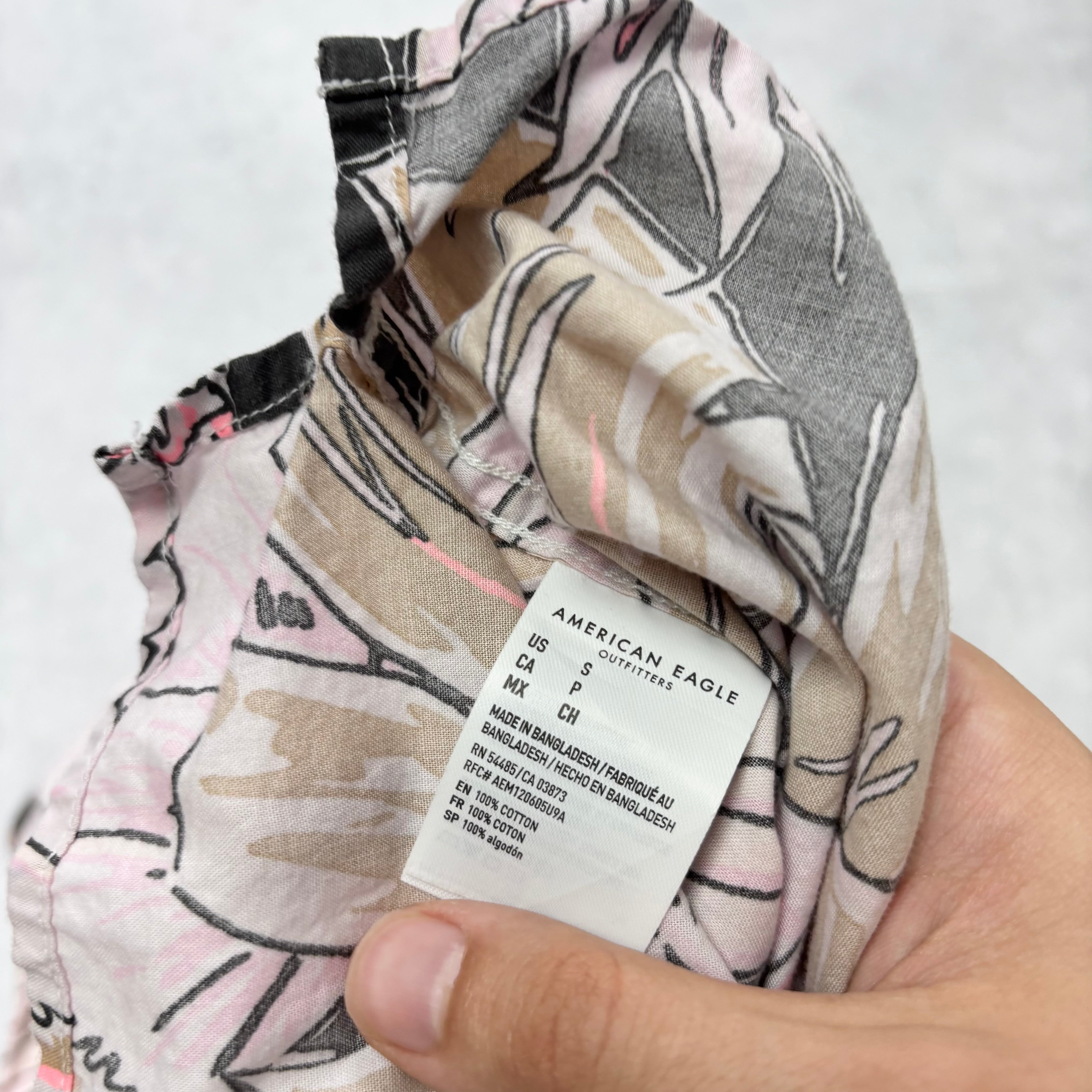 American Eagle Hawaiian Shirt Mens Small Regular Fit Short Sleeve Cotton (E)