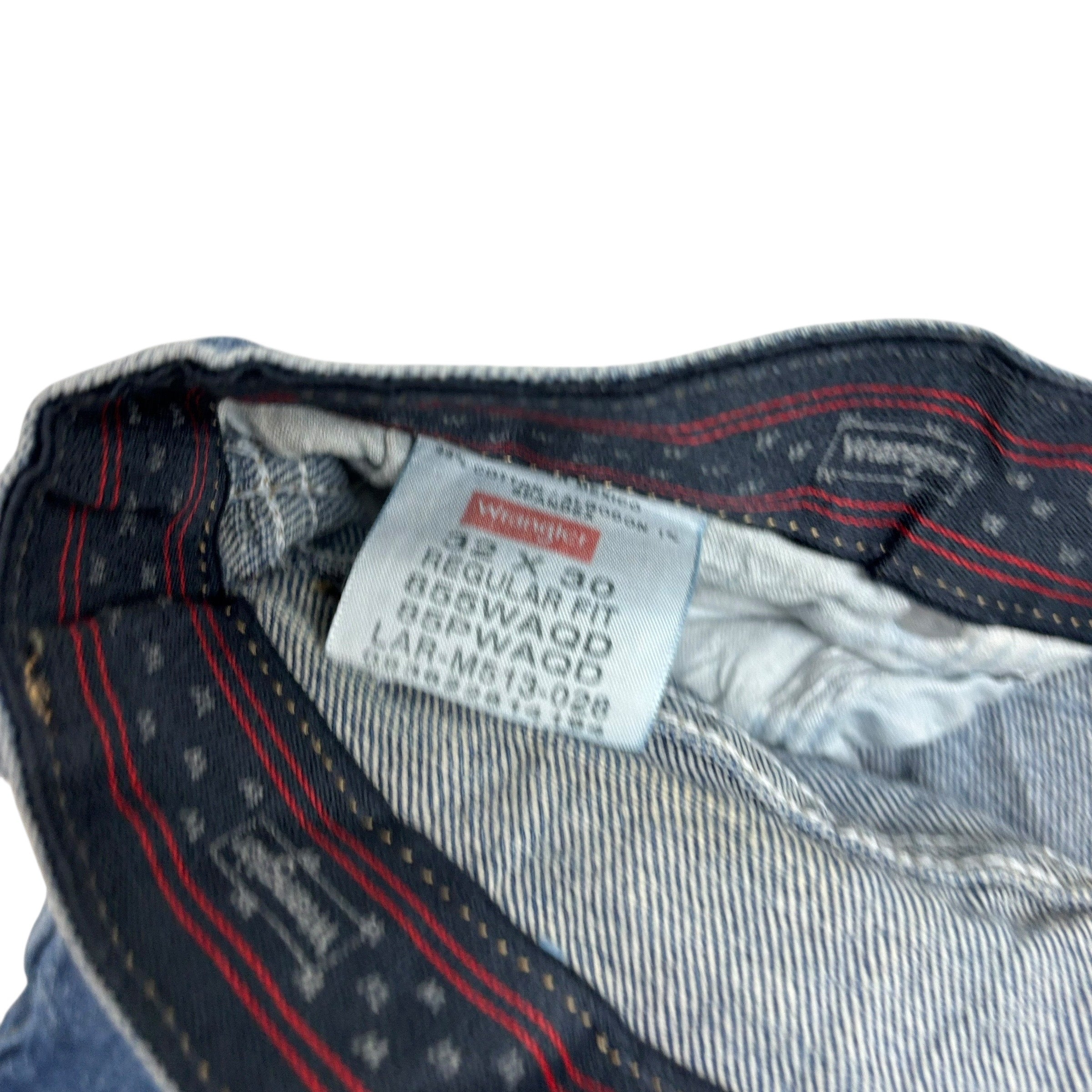 Wrangler Denim Shorts W32 Mens Mid Blue Cut Off 6in Regular Fit Stretch