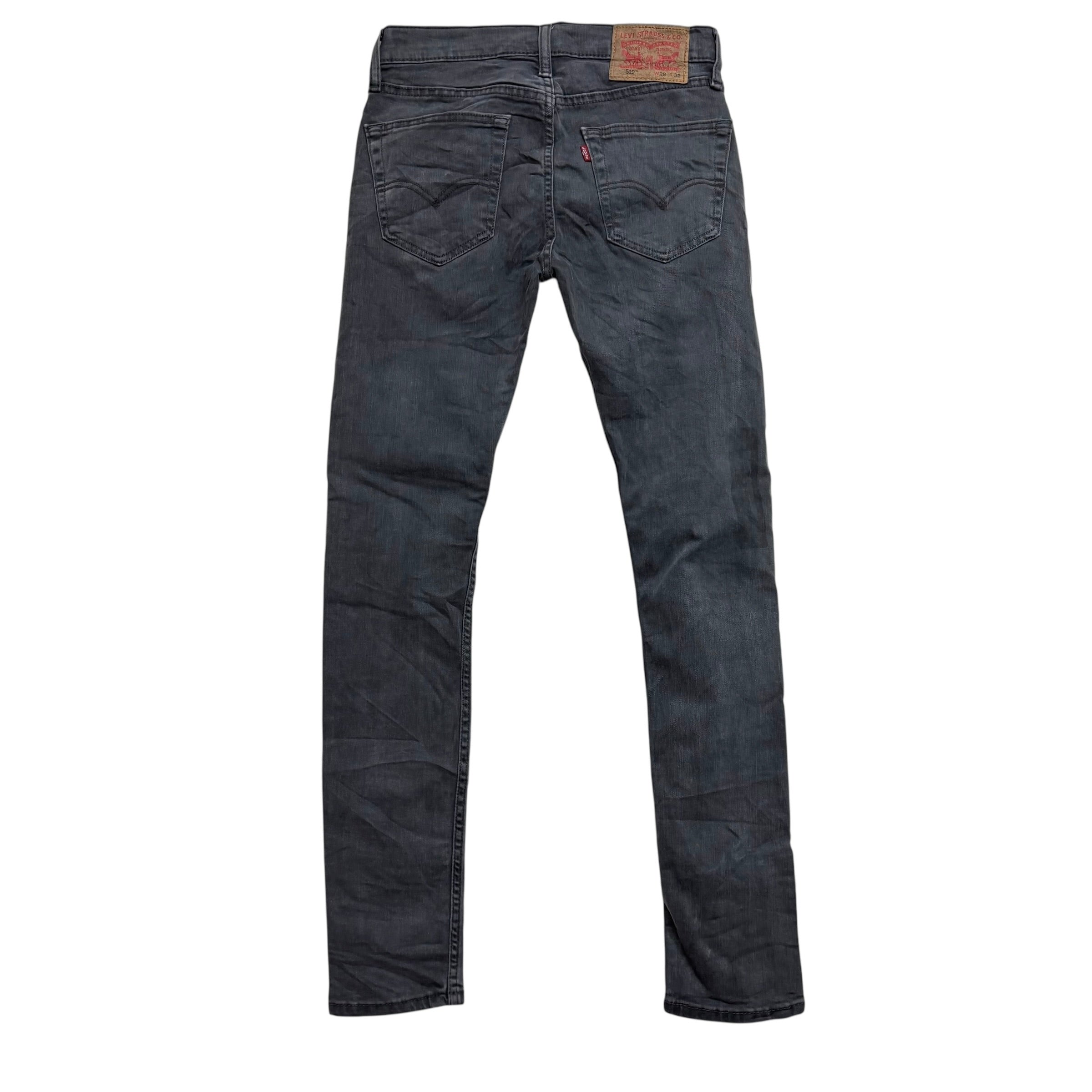 Levis 519 Jeans W28 L32 Mens Grey Super Skinny Fit Stretch Denim (E)