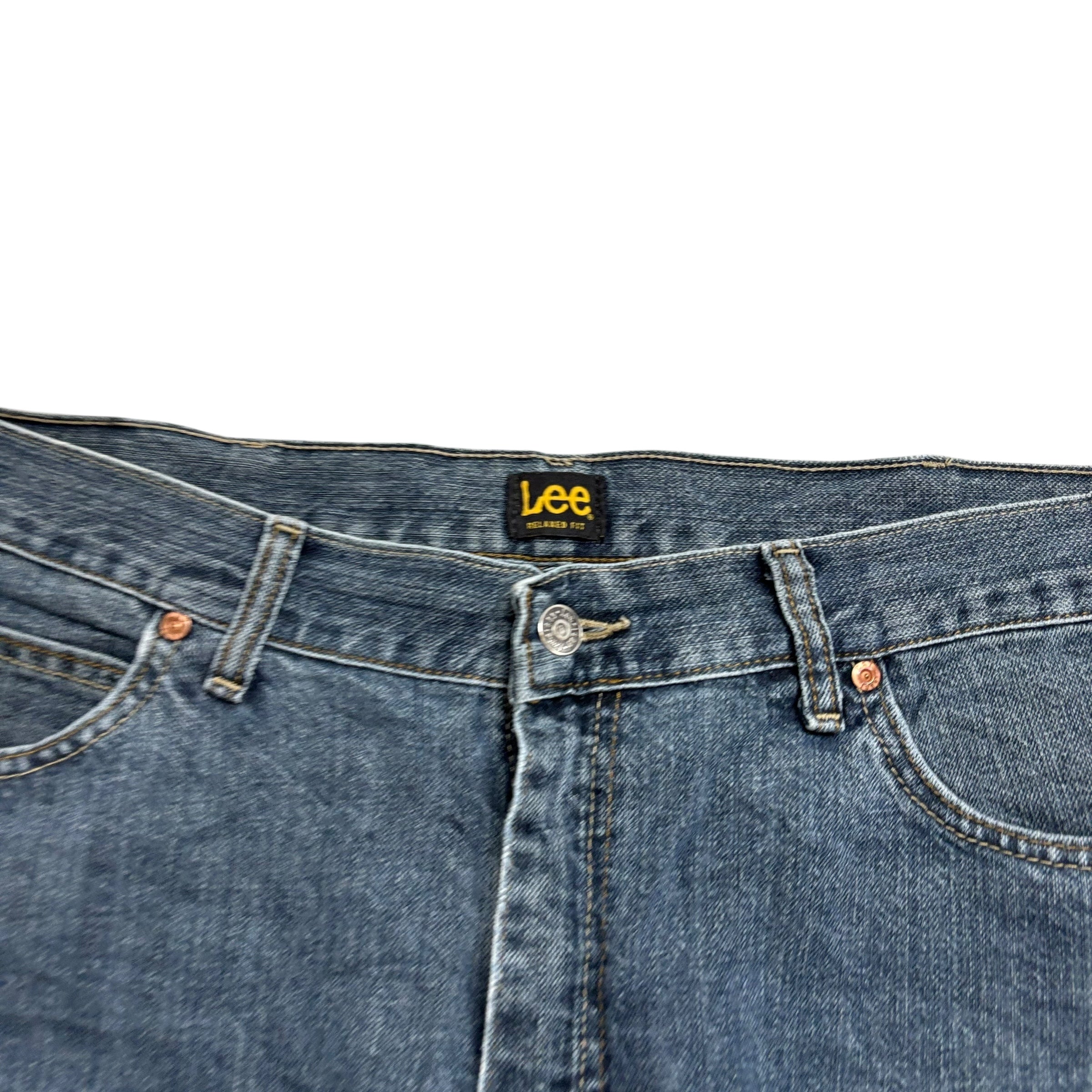 Lee Jeans W40 L30 Mens Mid Blue Relaxed Straight Fit Vintage Denim