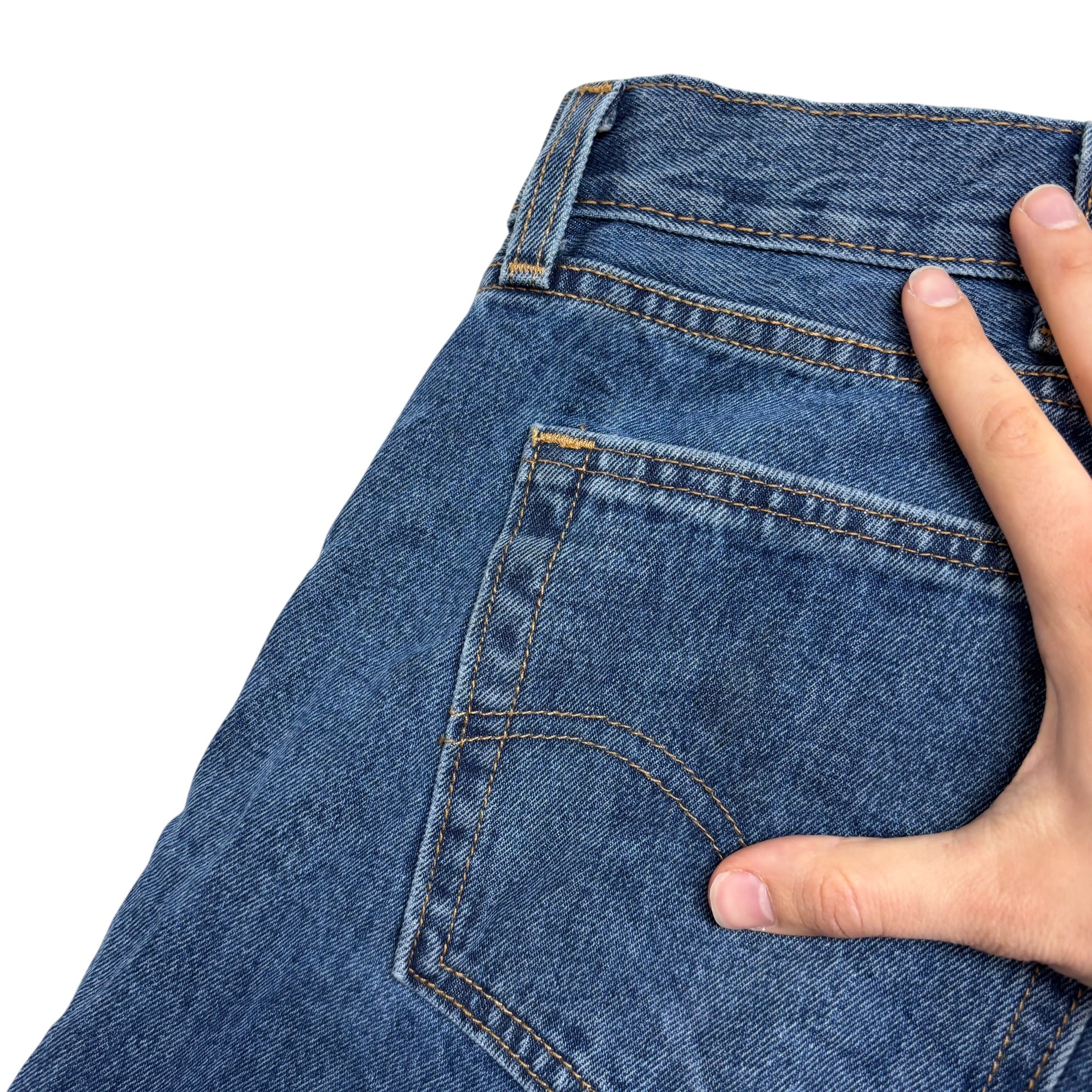 Levis 505 Jeans W42 L32 Mens Mid Blue Regular Straight Fit Denim