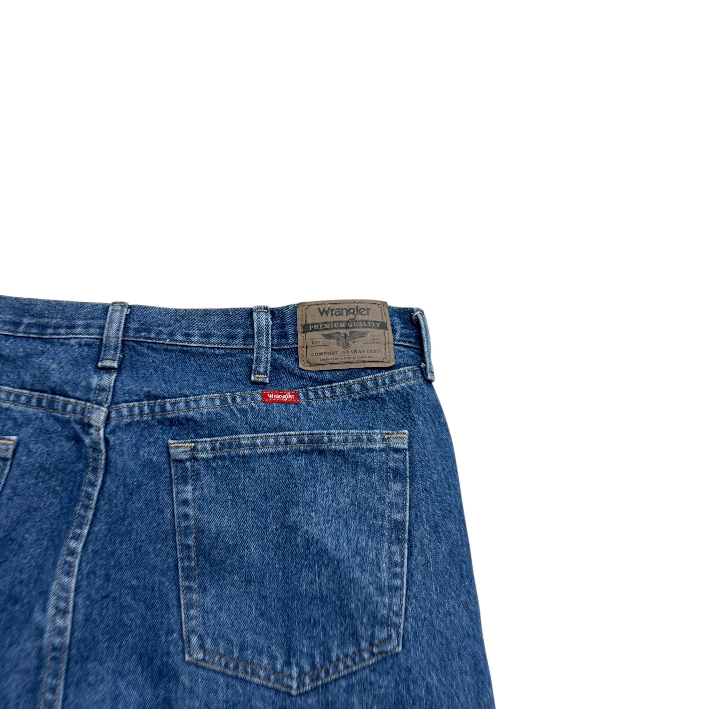 Wrangler Jeans W40 L32 Mens Mid Blue Regular Straight Fit Denim (E)