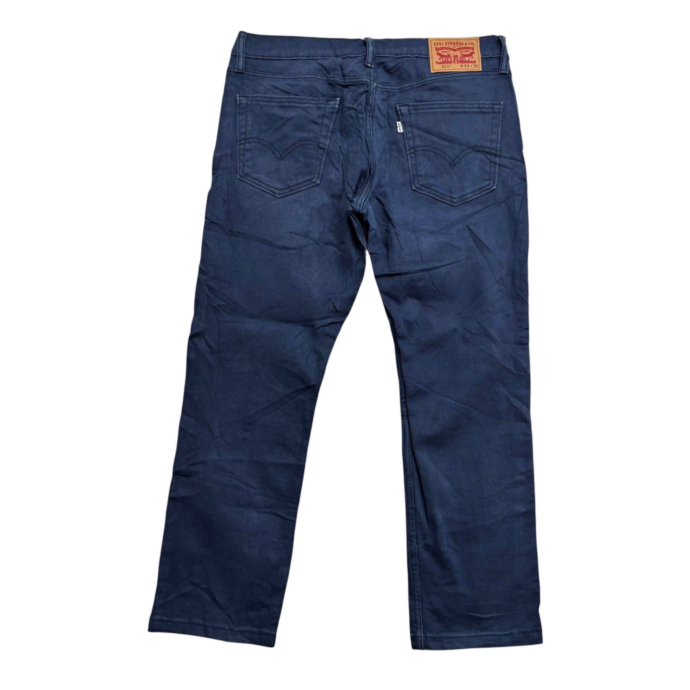 Levis 511 Trousers W34 L27 Mens Navy Blue Slim Fit Stretch Pants (E)