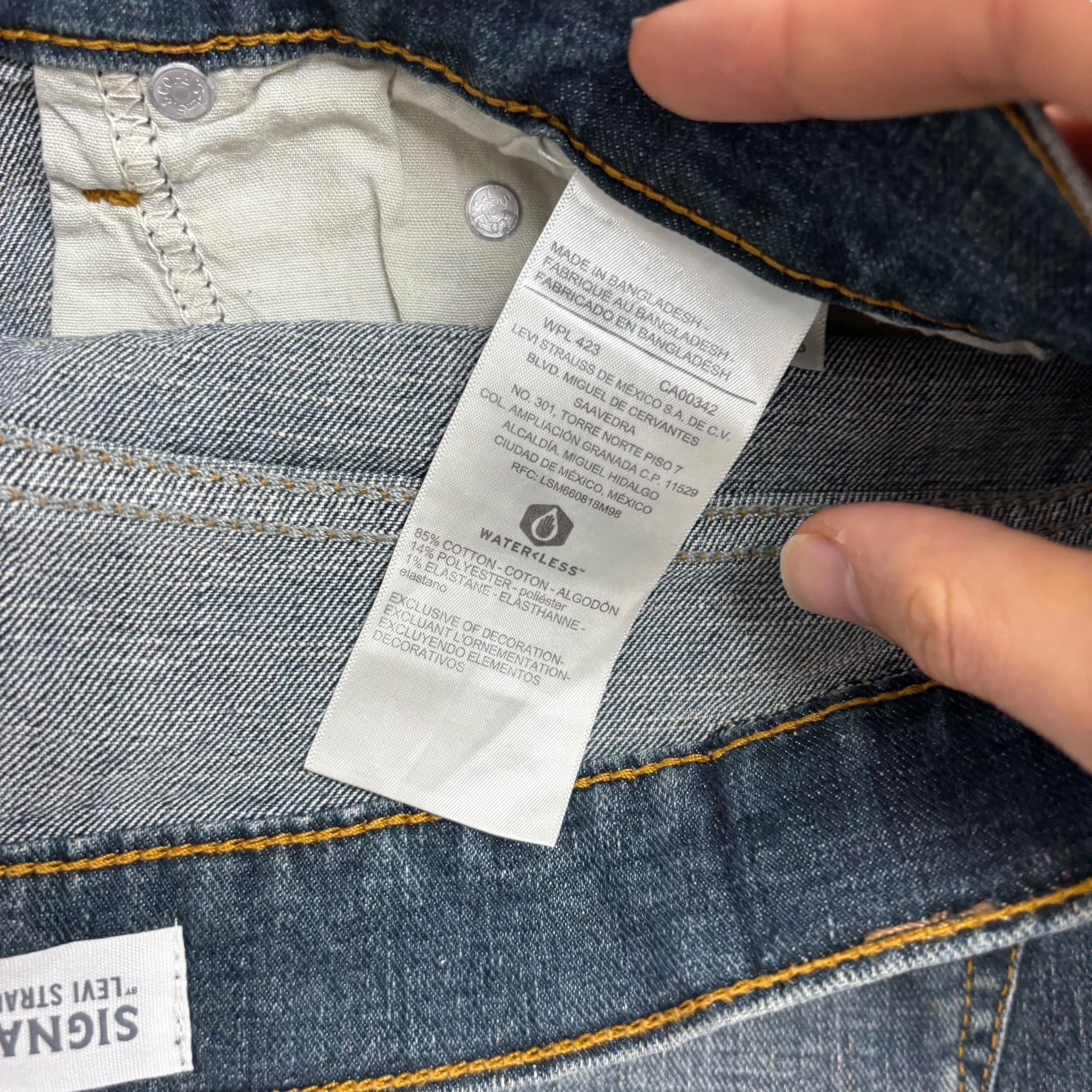 Levis Signature Jeans W34 L30 Mens Dark Blue Regular Straight Stretch Denim (E)