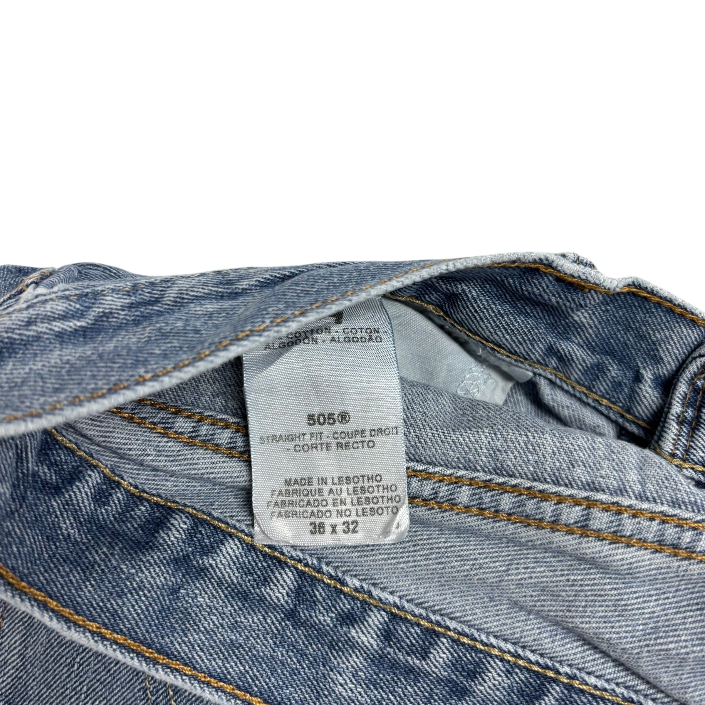 Levis 505 Jeans W36 L32 Mens Light Blue Regular Straight Fit Vintage Denim
