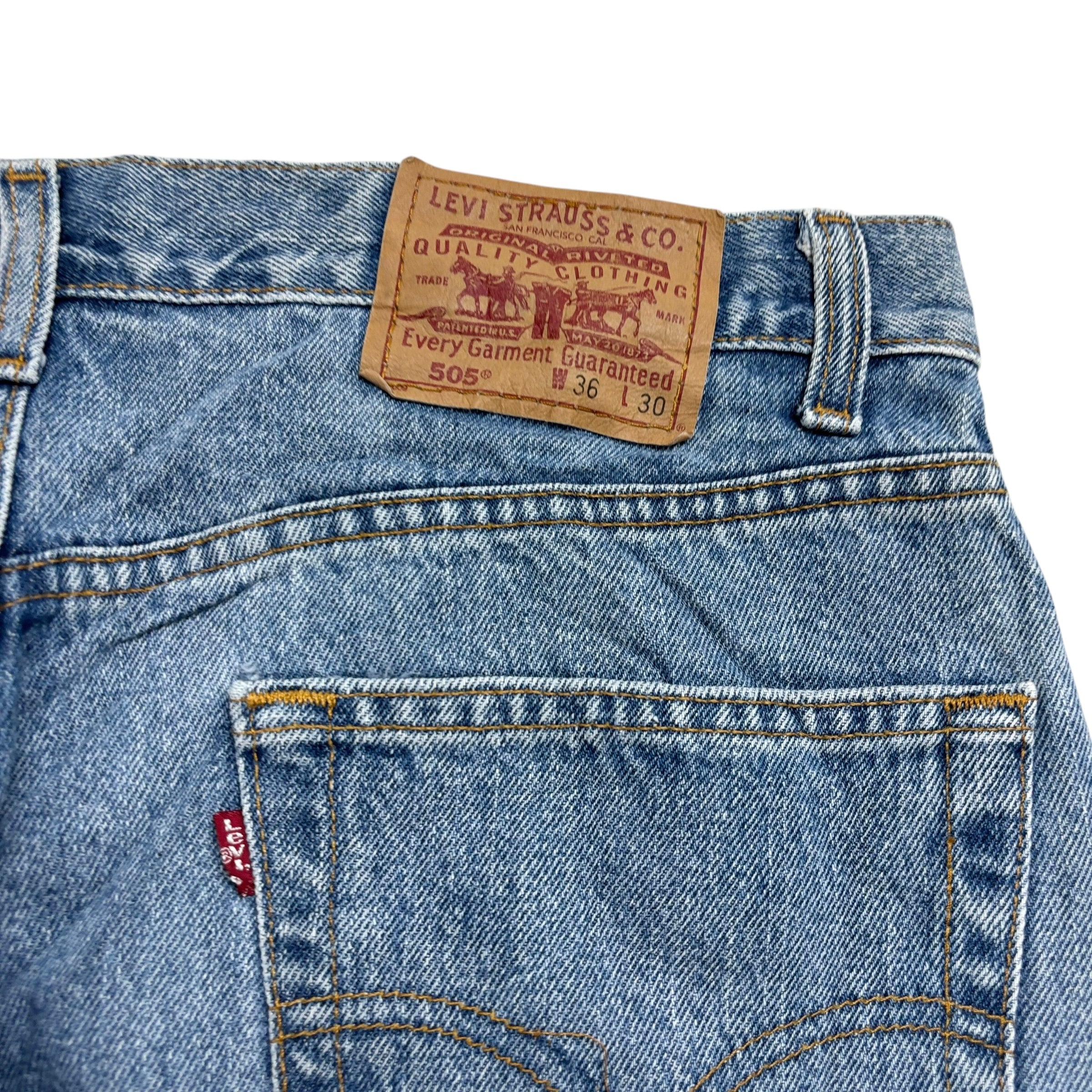 Levis 505 Jeans W35 L30 Mens Light Blue Regular Straight Fit Vintage Denim (E)