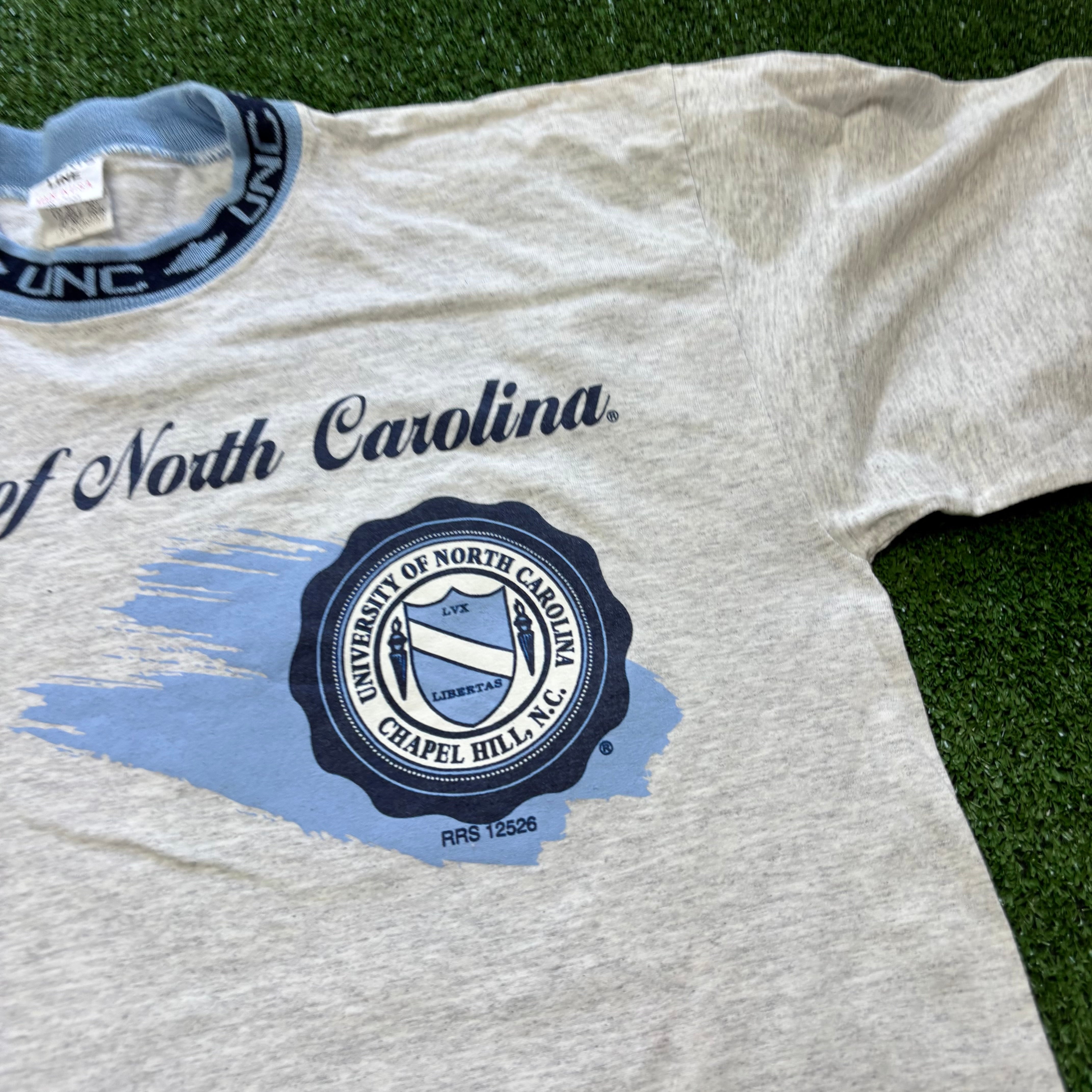 Vintage T Shirt Mens Large Grey Single Stitch Graphic Print 90s College (E)