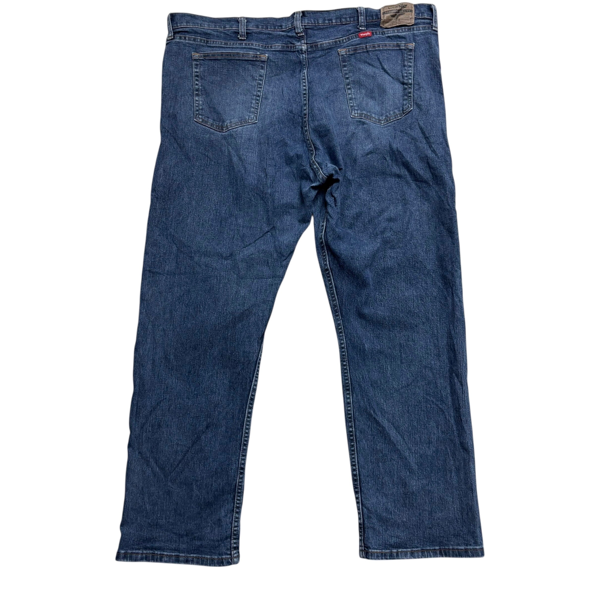 Wrangler Jeans W44 L30 Mens Mid Blue Relaxed Straight Fit Stretch Denim (E)
