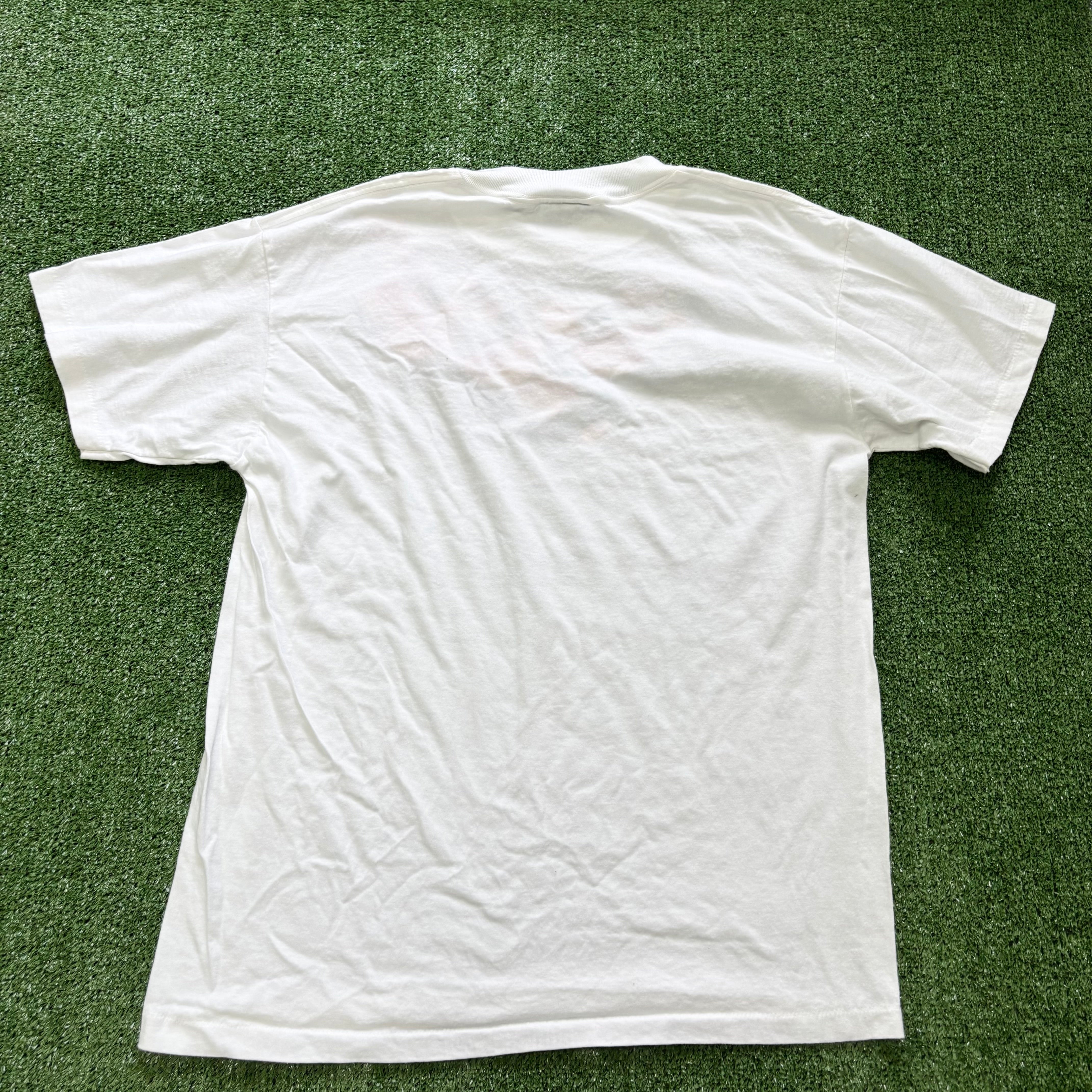 Vintage T Shirt Mens Large White Single Stitch Graphic Print 90s USA Tourist