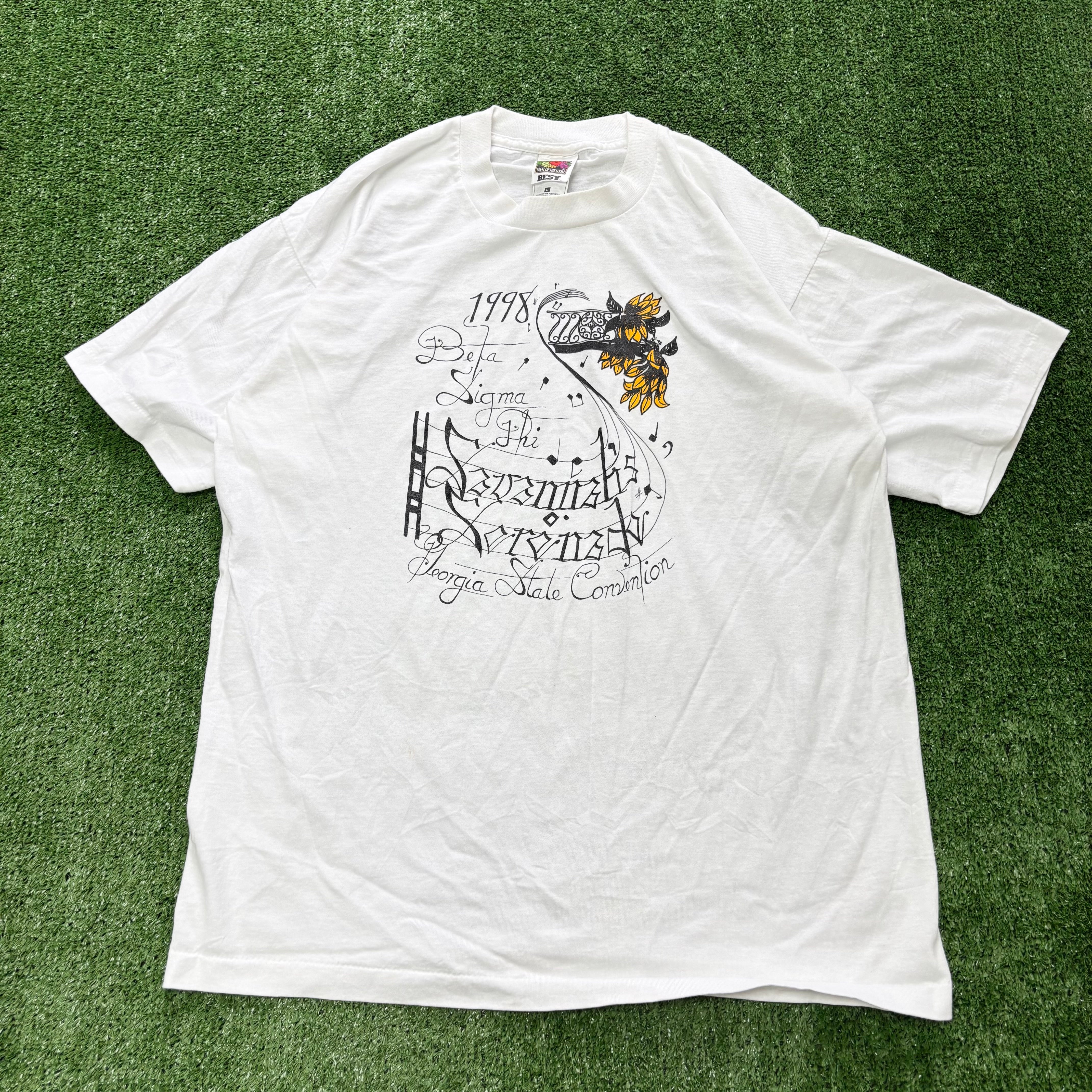 Vintage T Shirt Mens Large White Single Stitch Graphic Print 90s USA Music