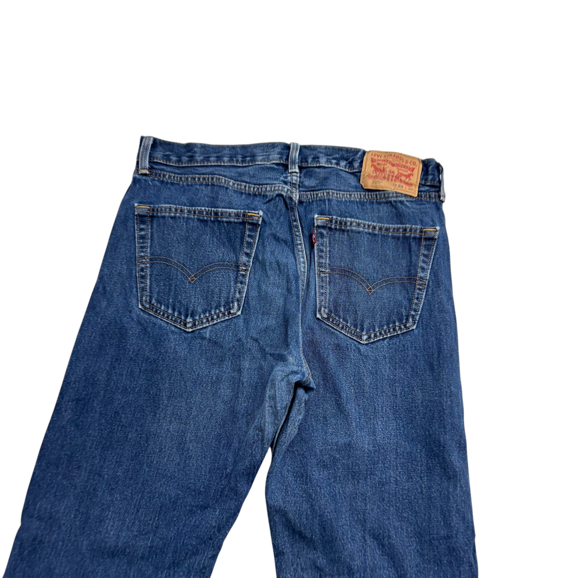 Levis 505 Jeans W33 L30 Mens Mid Blue Regular Straight Fit Denim