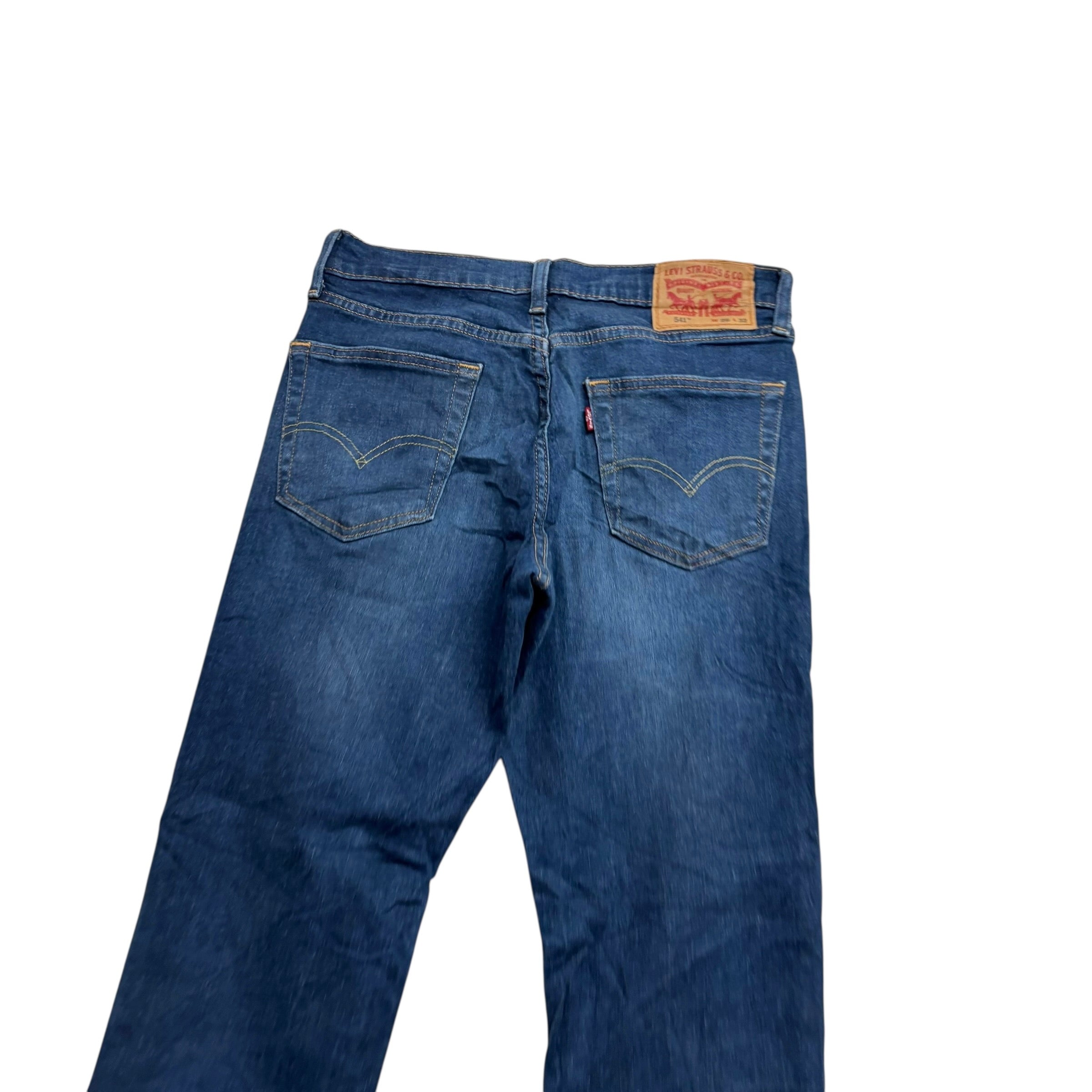 Levis 541 Jeans W29 L32 Mens Dark Blue Athletic Tapered Fit Stretch Denim (E)