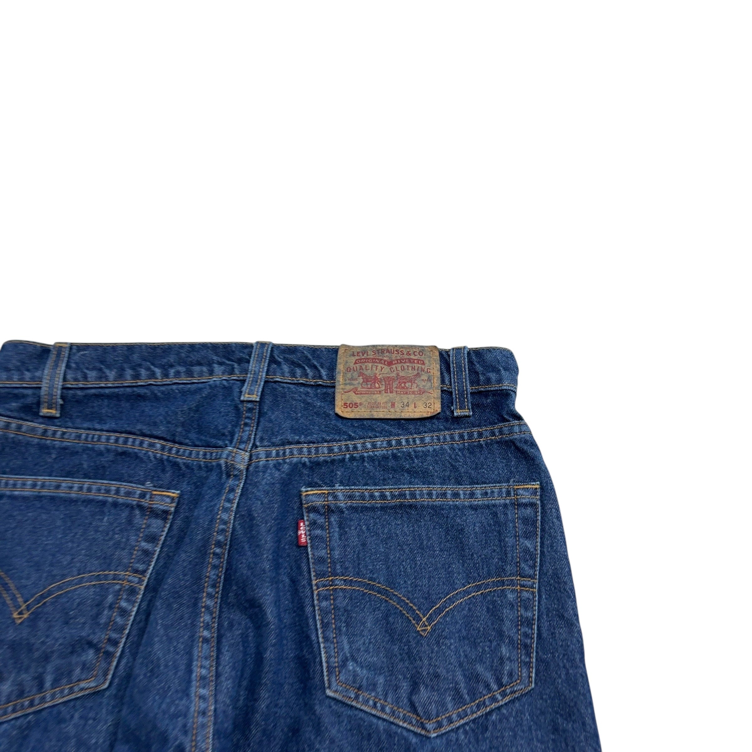 Levis 505 Jeans W32 L33 Mens Dark Blue Regular Straight Fit Vintage Denim