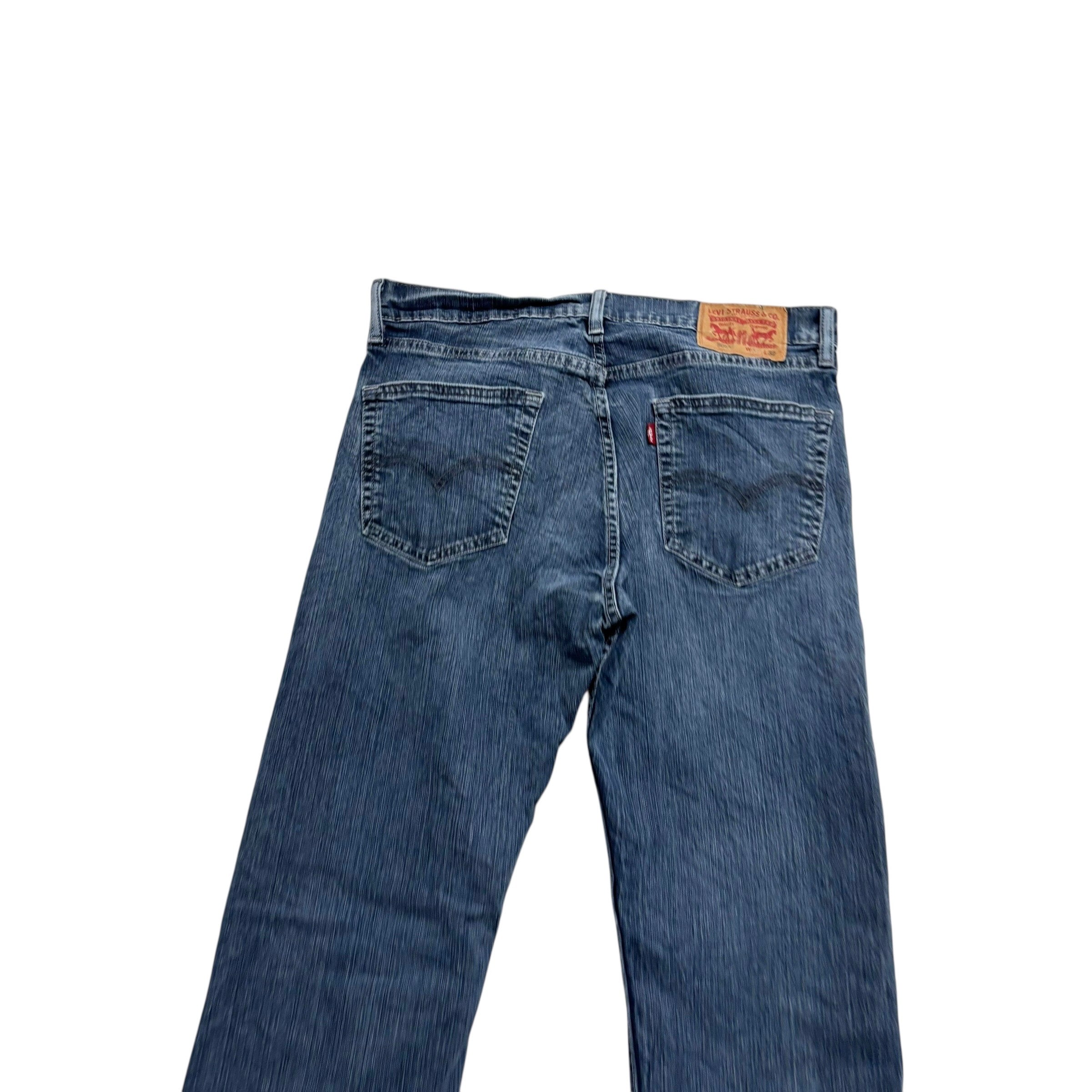 Levis 505 Jeans W33 L32 Mens Navy Blue Regular Straight Fit Stretch Denim