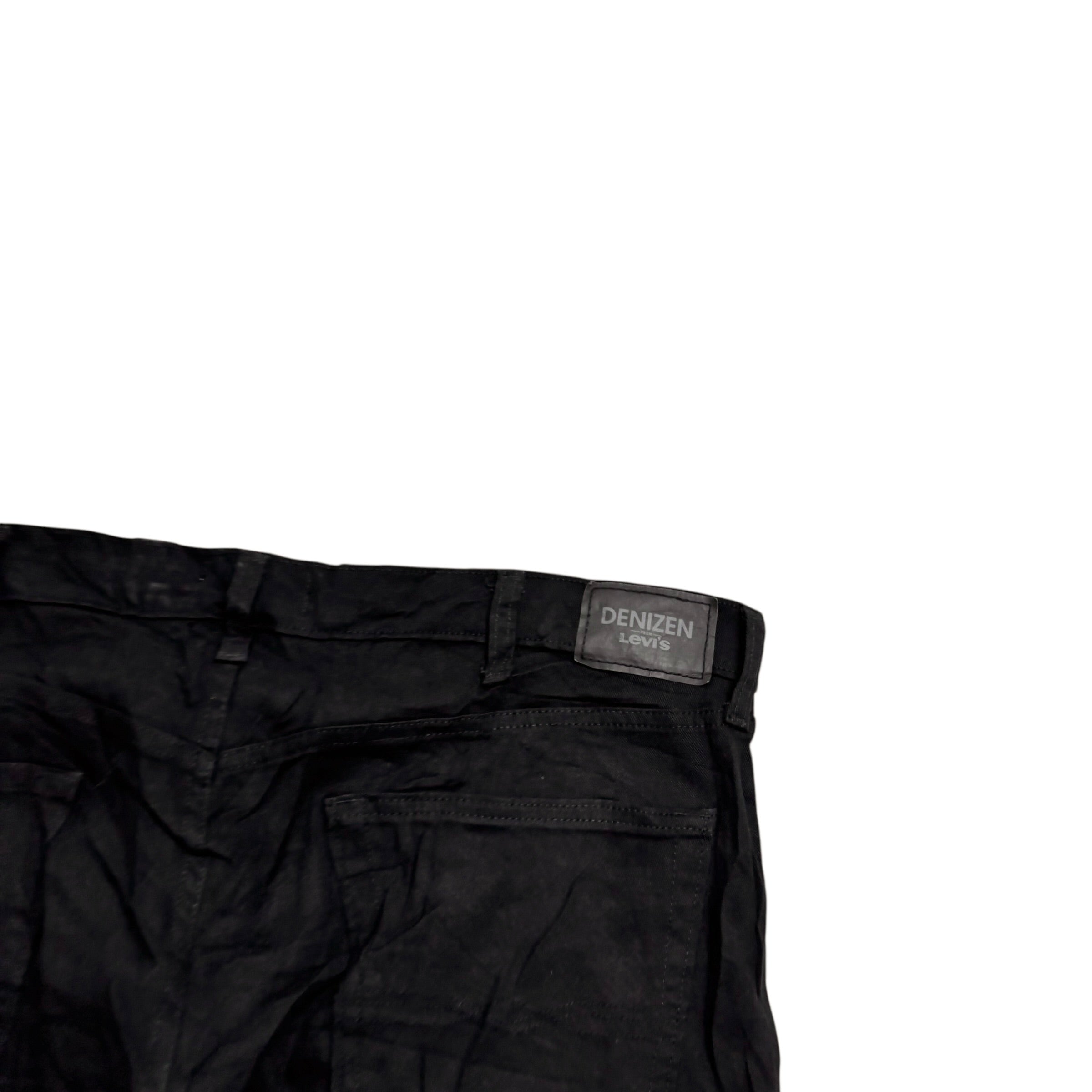 Levis Denizen Jeans W40 L30 Mens Black Relaxed Straight Fit Stretch Denim (E)