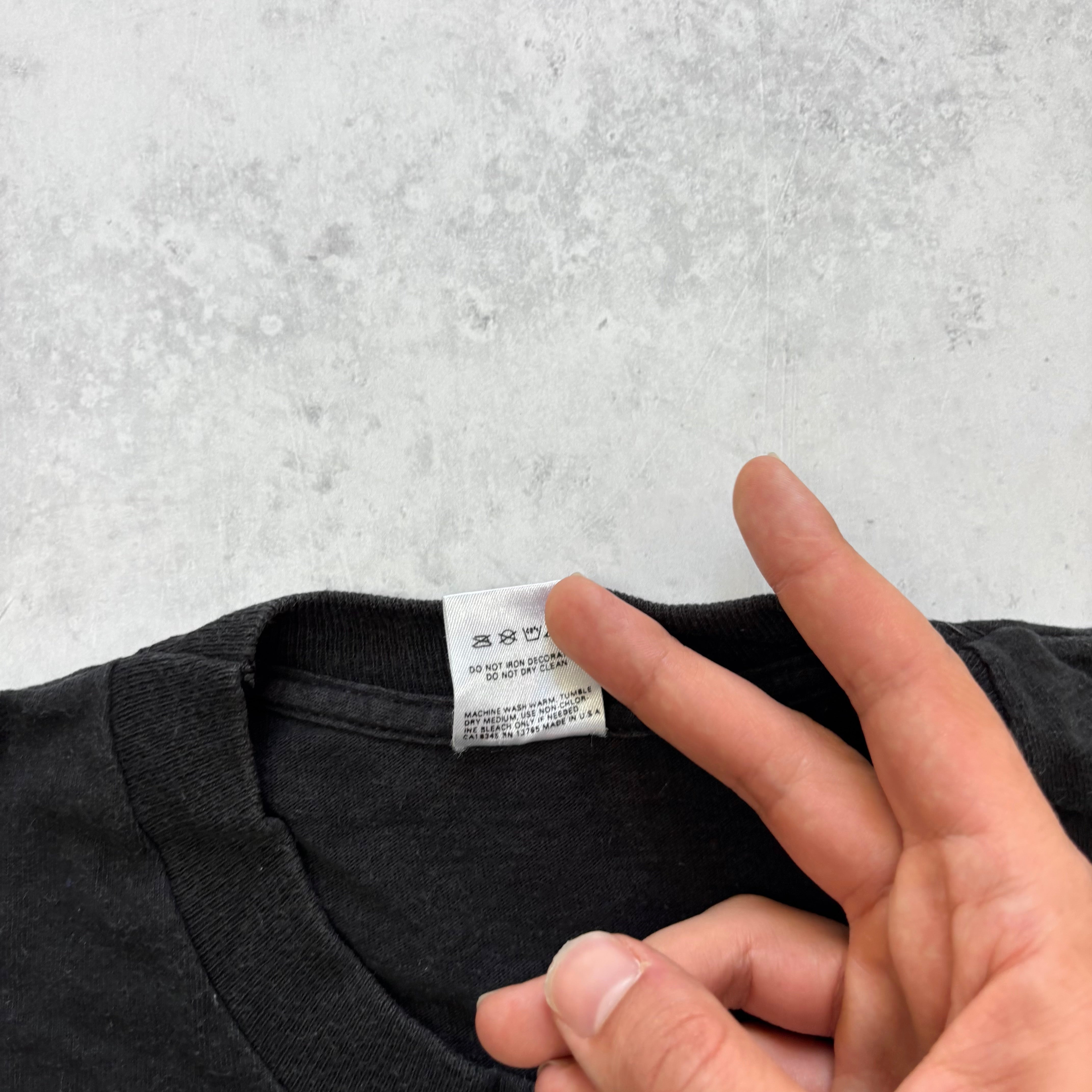 Vintage T Shirt Mens Large Black Single Stitch Graphic Print 90s USA Tourist